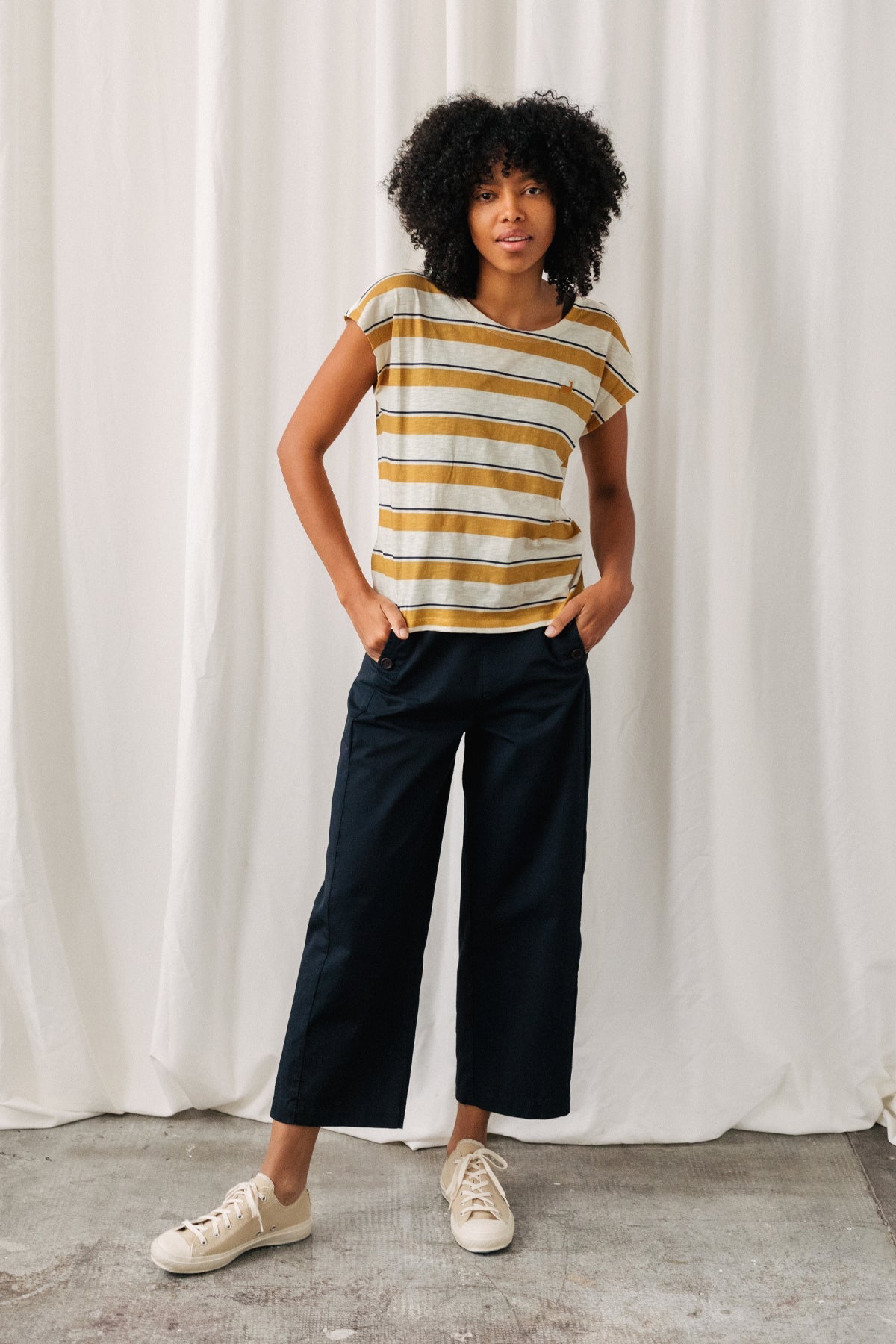 Evia - Mustard/Navy Stripes