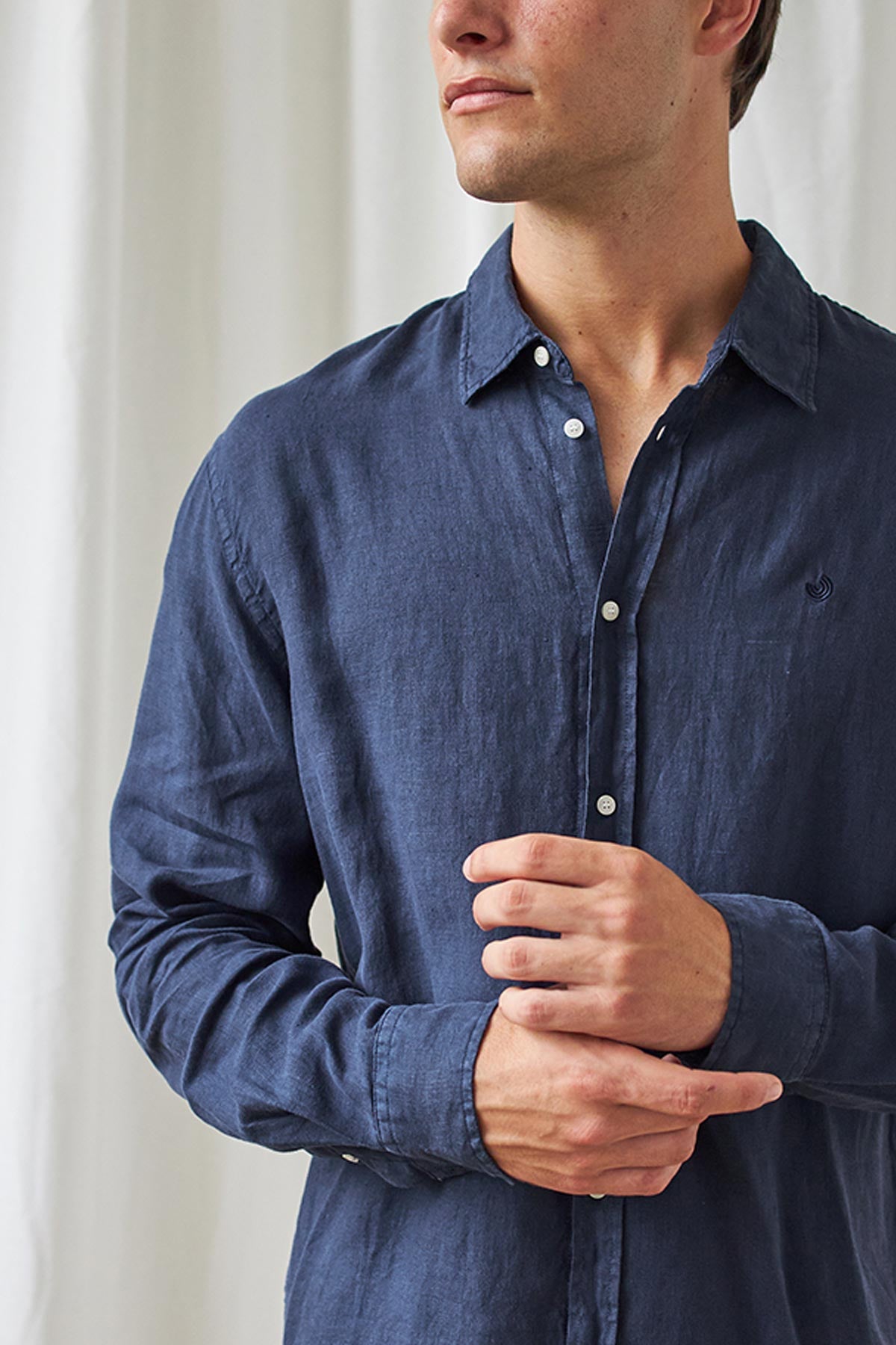 navy linen summer shirt