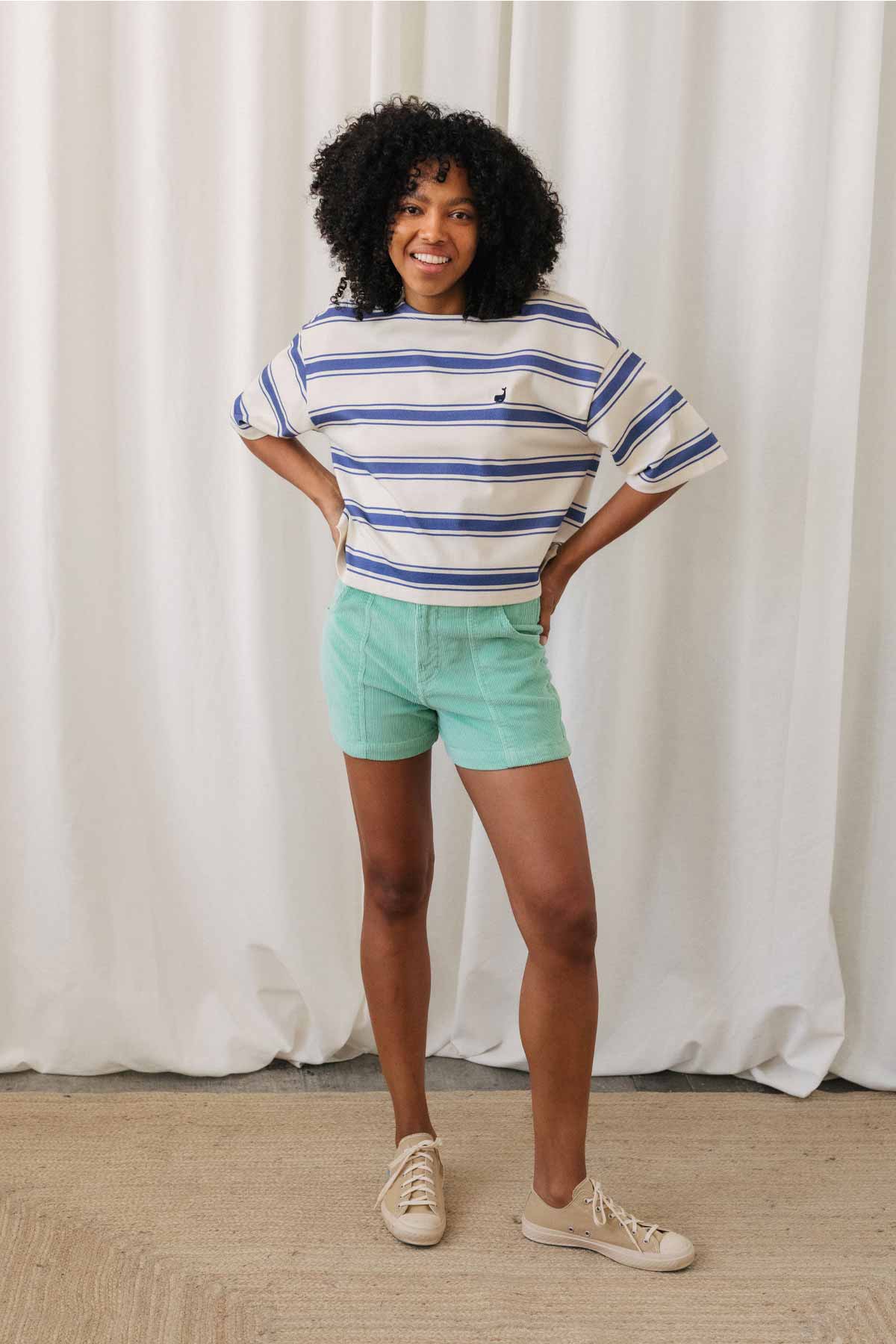 meta-hover, Oversized ethical striped blue t-shirt