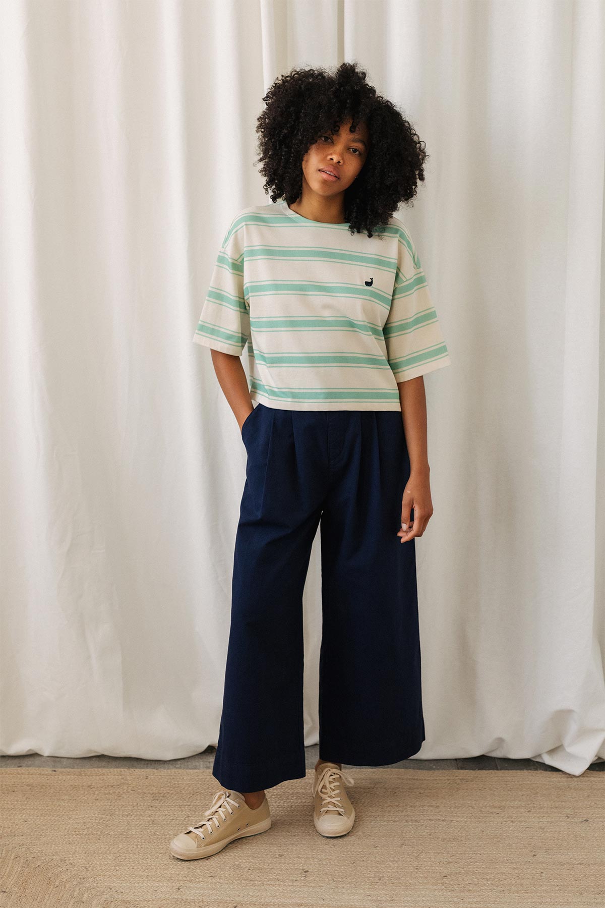 Oversized ethical striped mint t-shirt