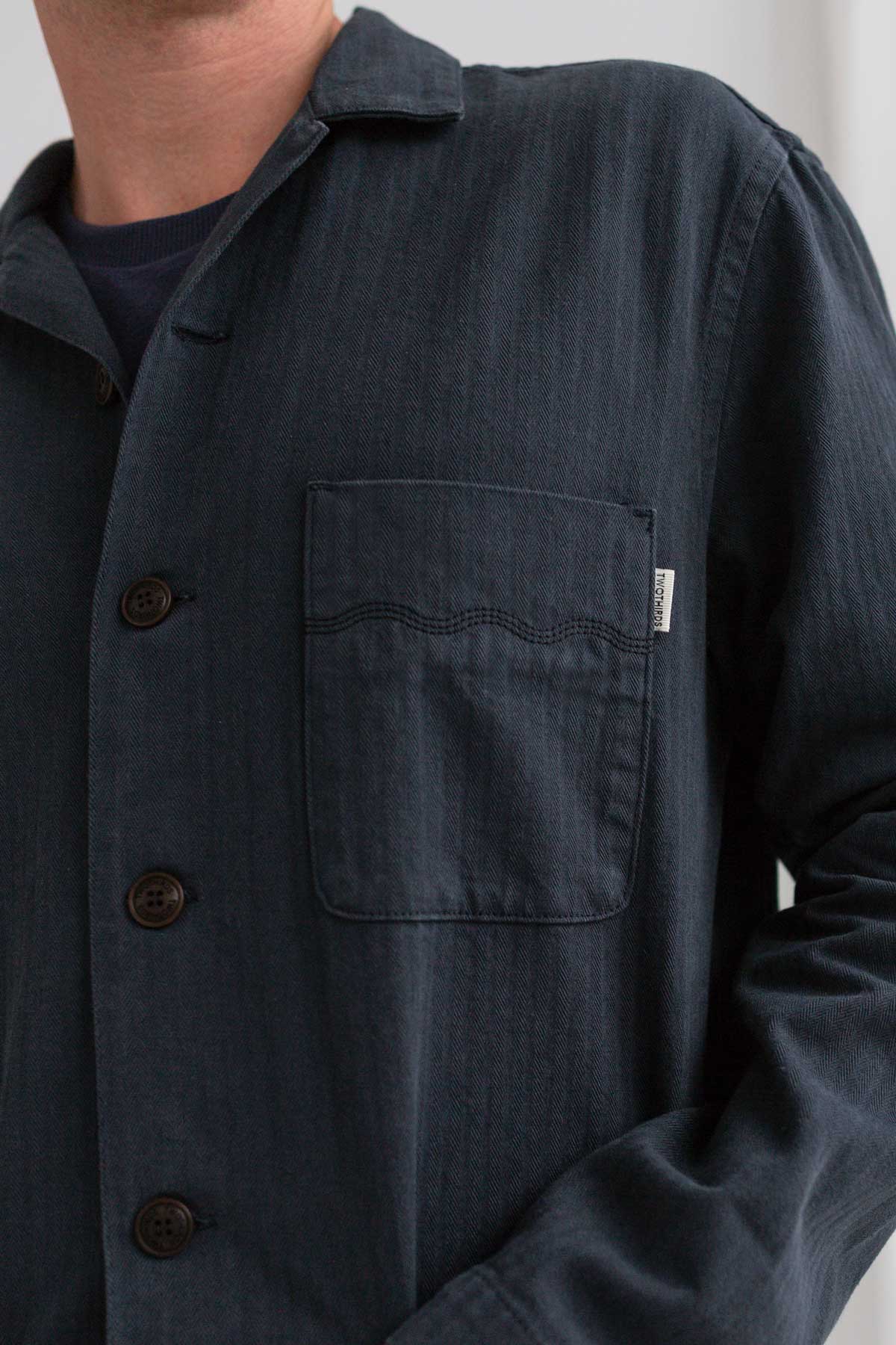Dark navy organic cotton jacket men detail front