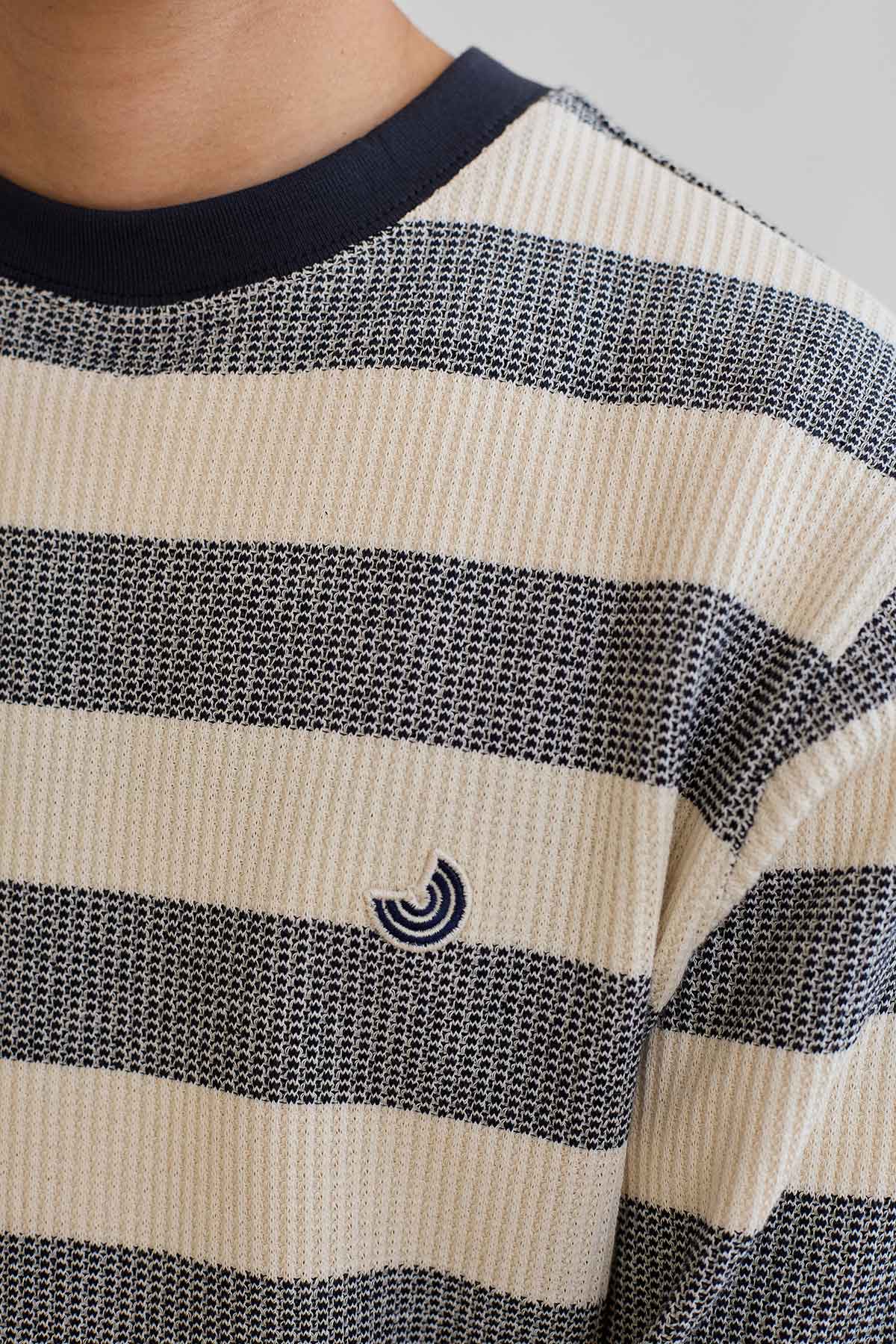 meta-preview, soft organic cotton sweatshirt with thick navy stripes