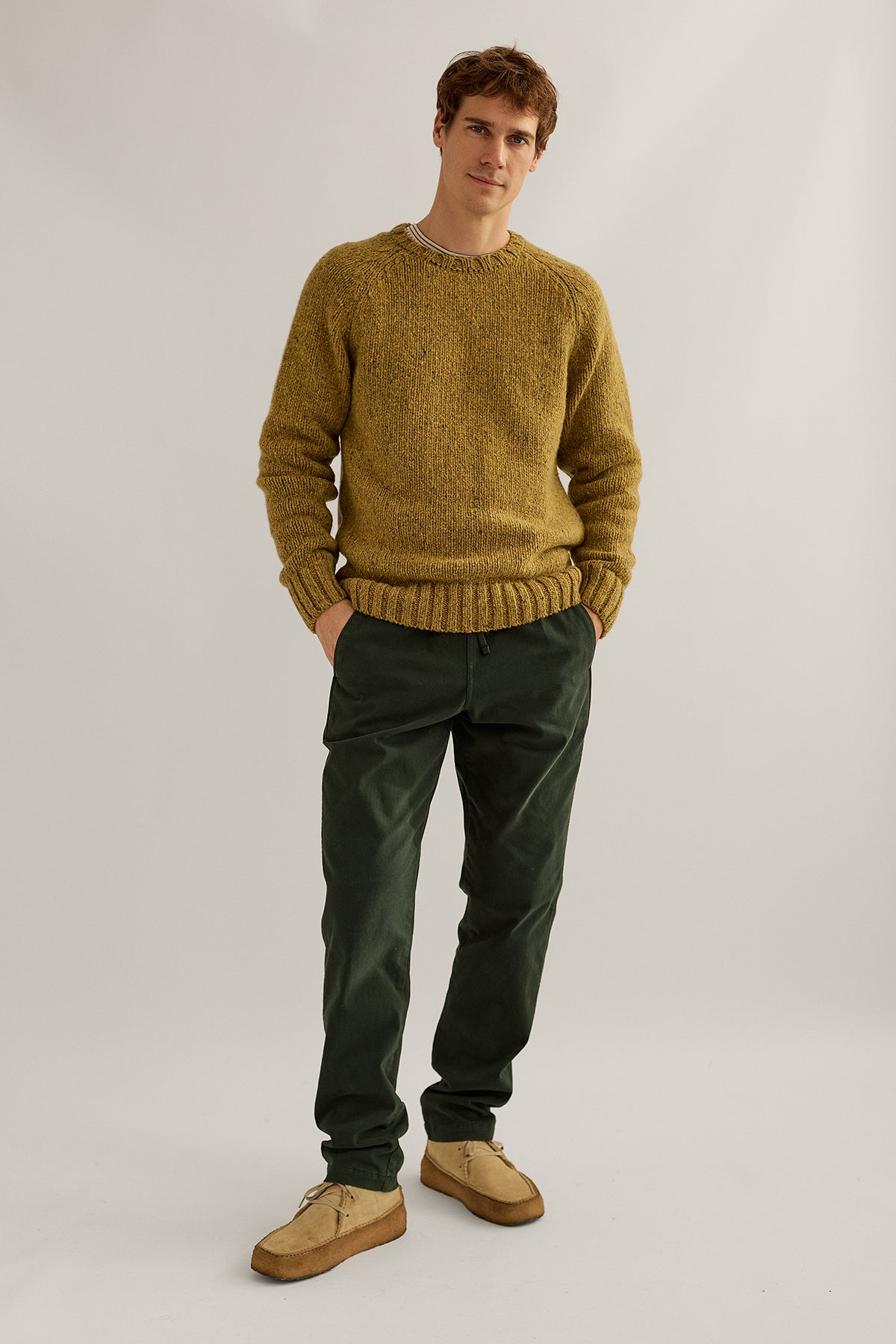 sustainable  green knit made from recycled wool