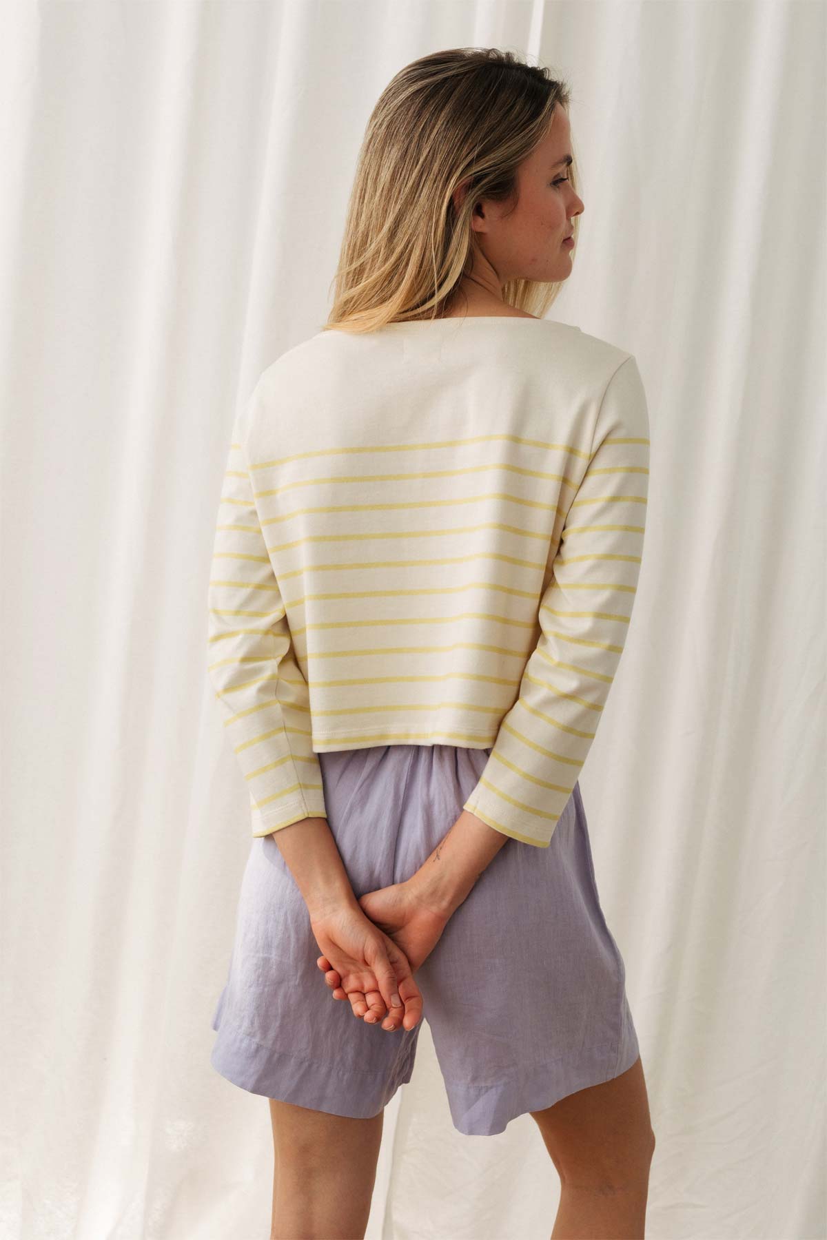 Relaxed fit yellow striped top