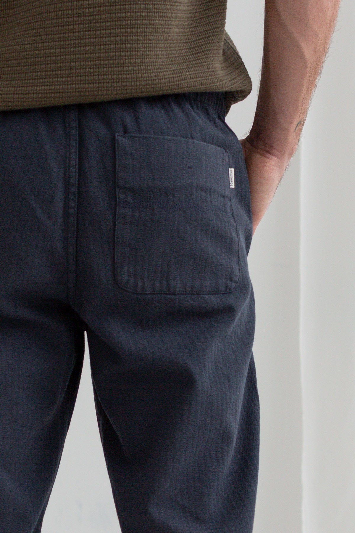 Navy straight leg pants men detail back