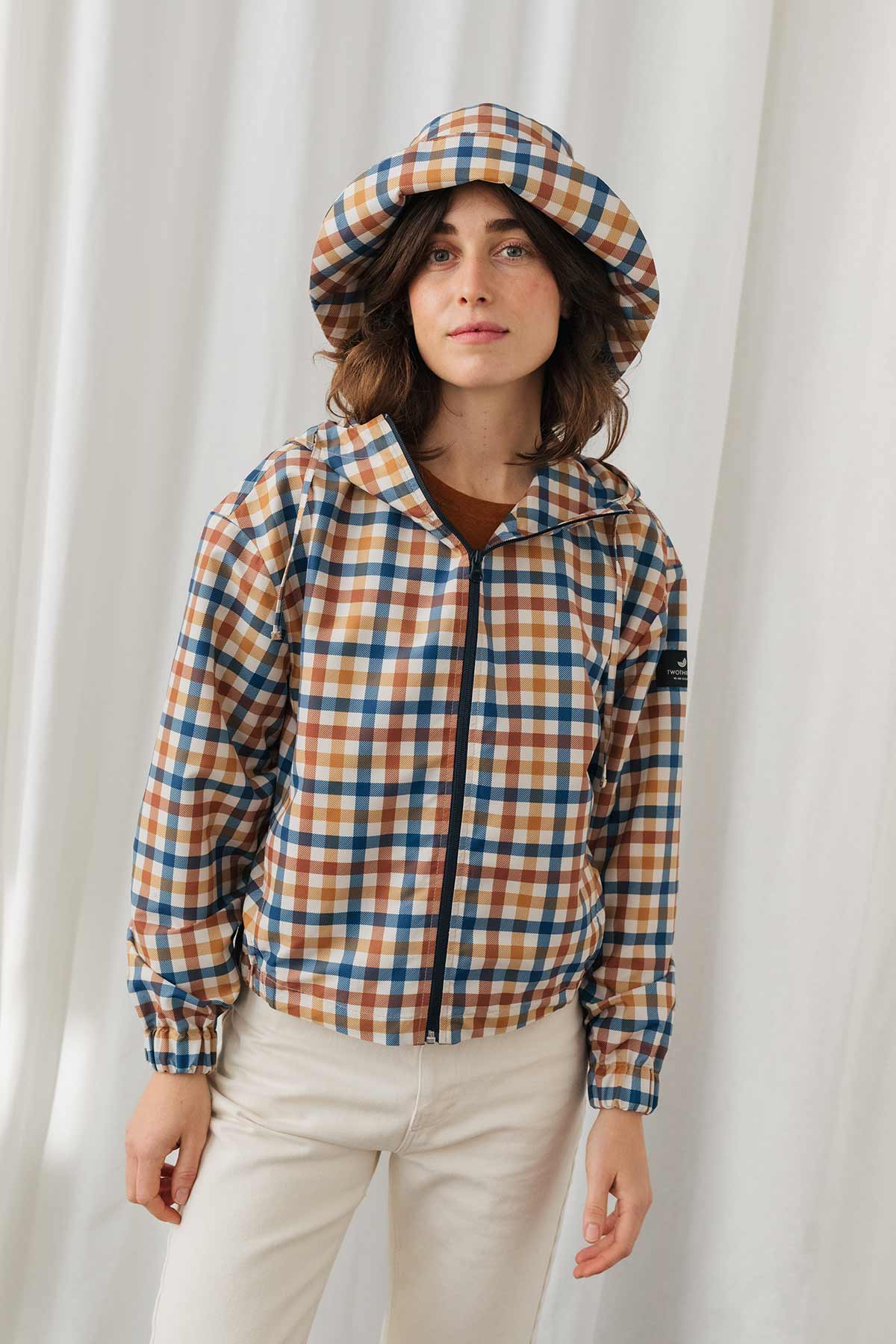 meta-preview, lightweight vichy multicolour pattern jacket