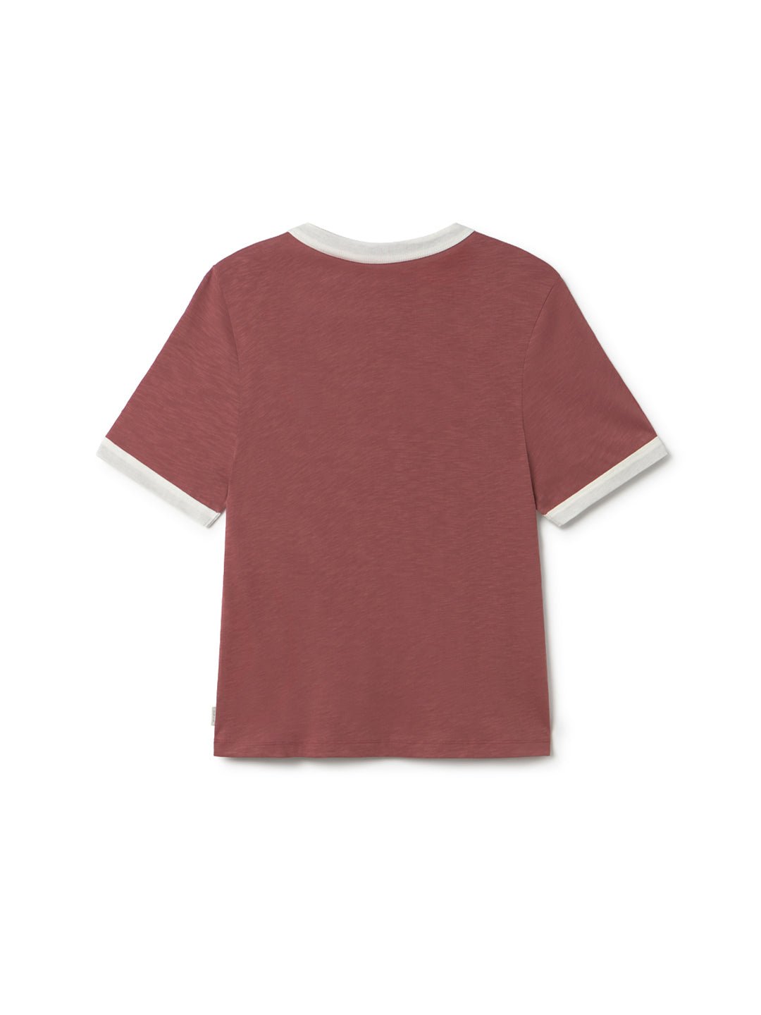 Brick red t-shirt with white trim