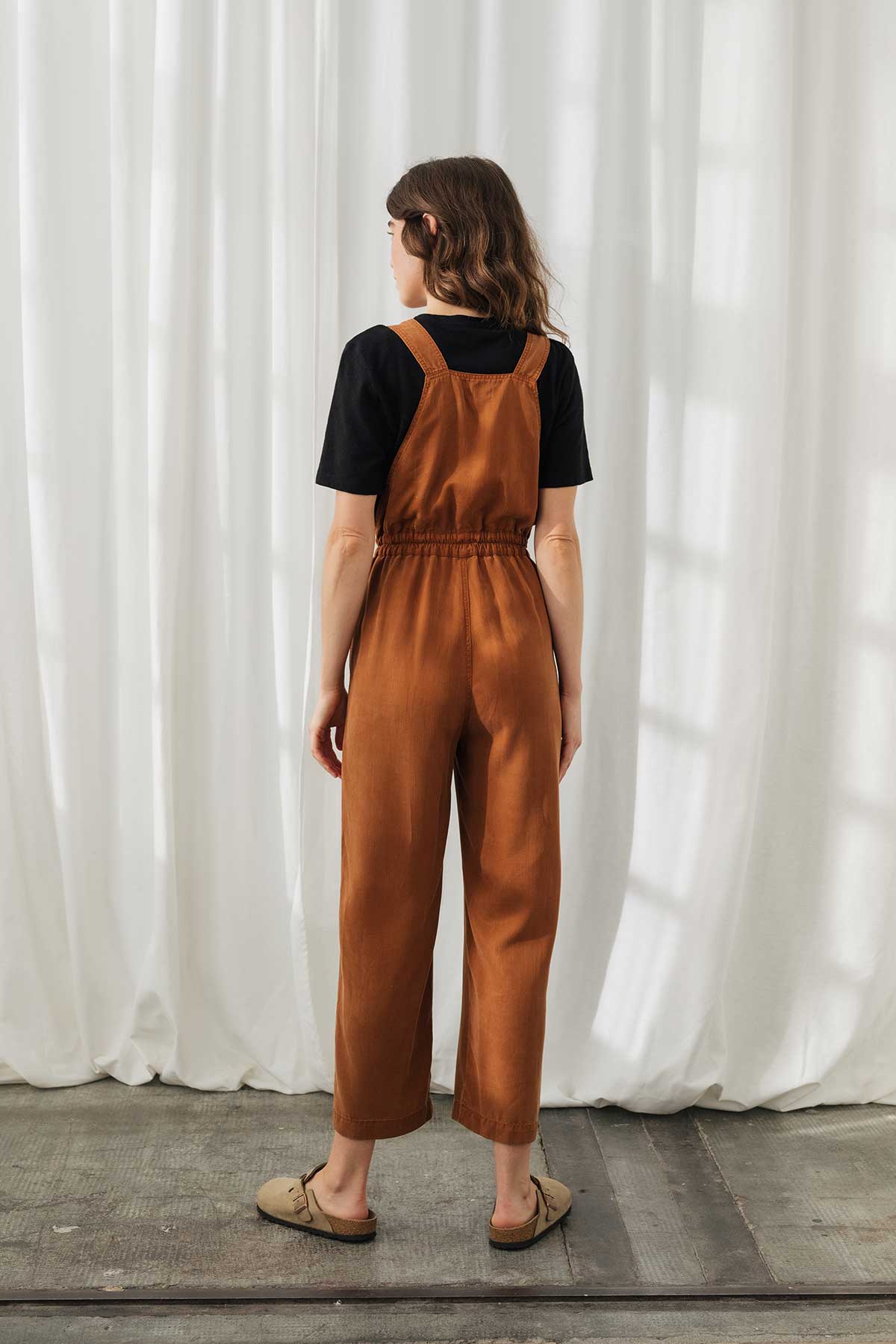 Eco-responsible viscose umber brown overall