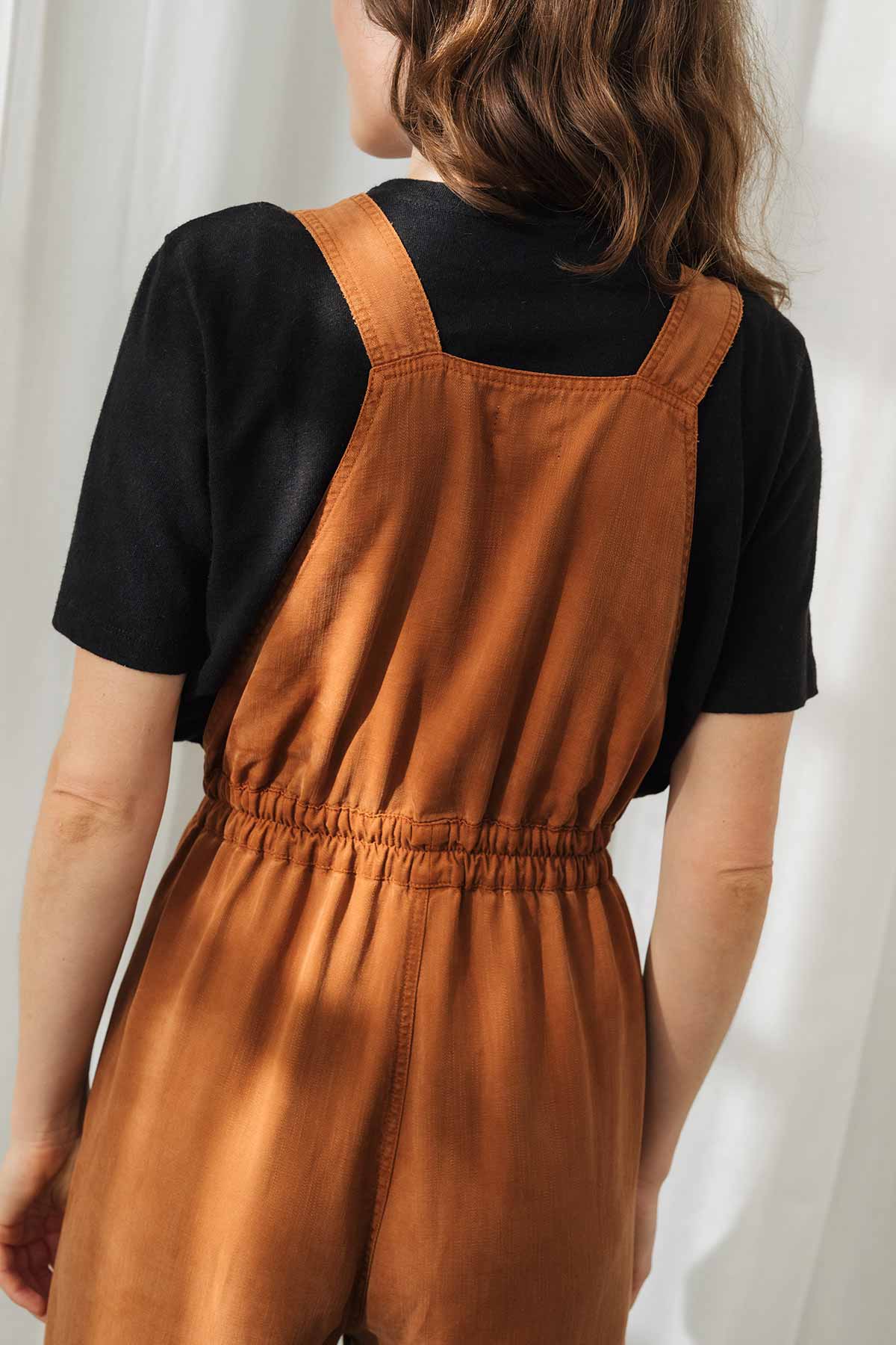  elasticated waistband umber brown overall