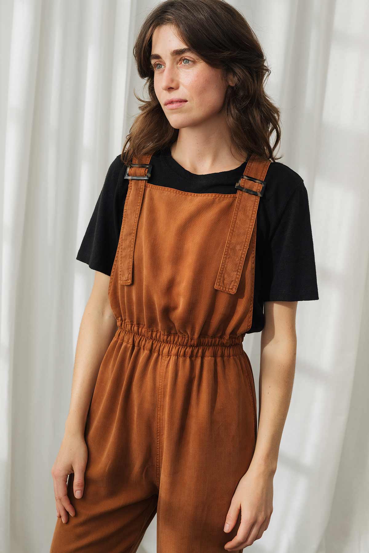 relaxed fit vegan umber brown overall