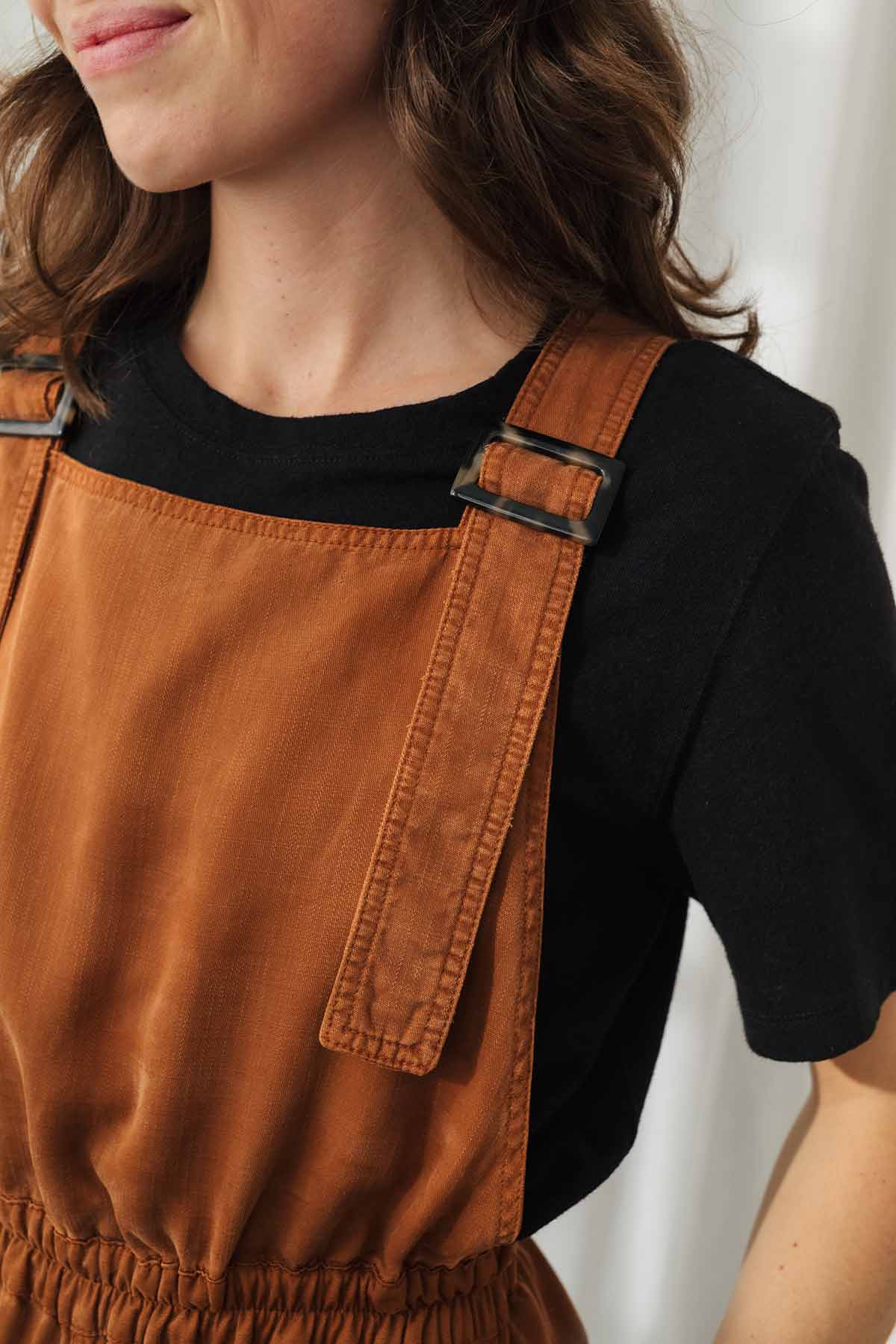 adjustable shoulder straps umber brown overall