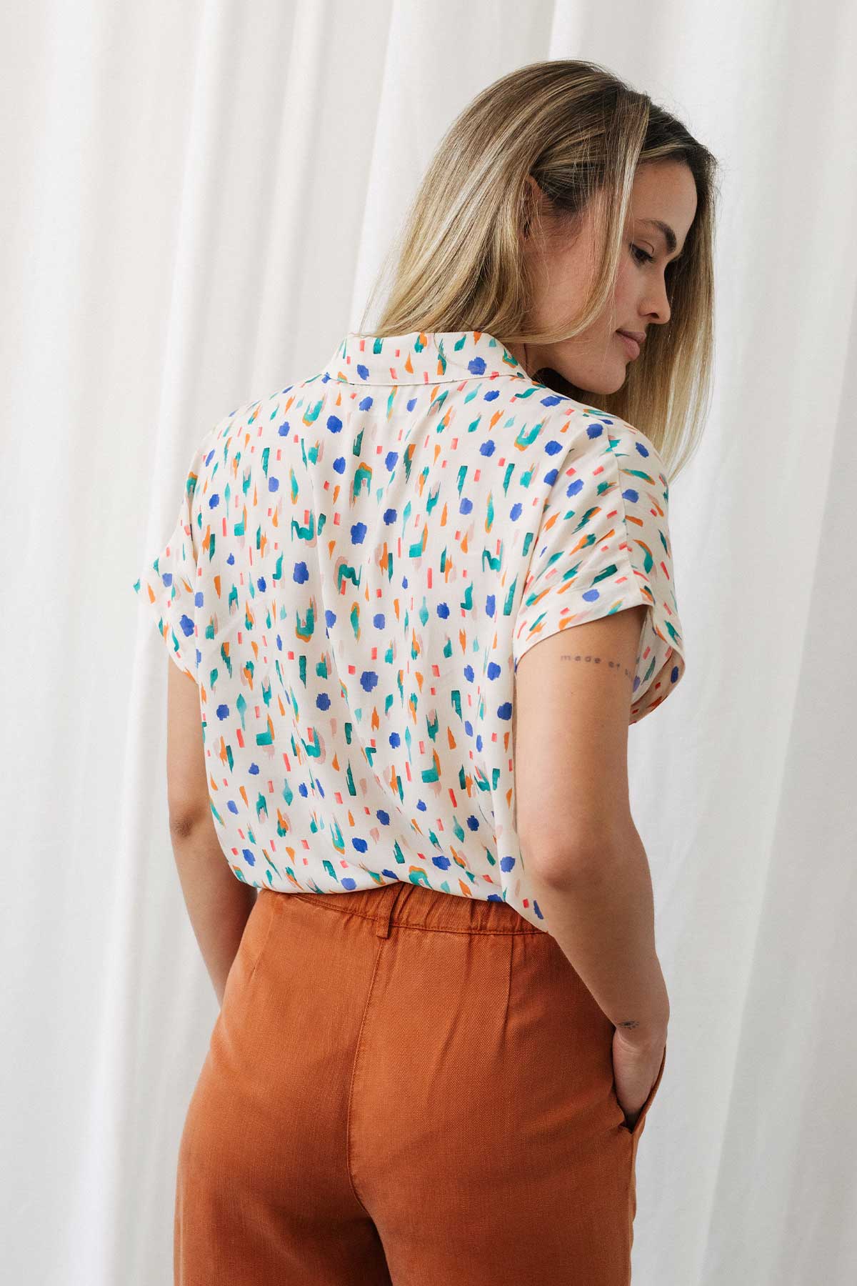 capped sleeve eco-conscious spring top