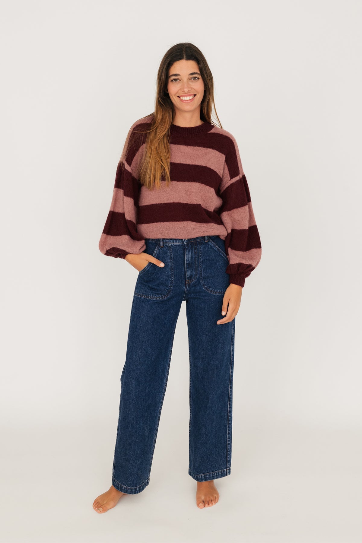 meta-hover, alpaca wool striped knit