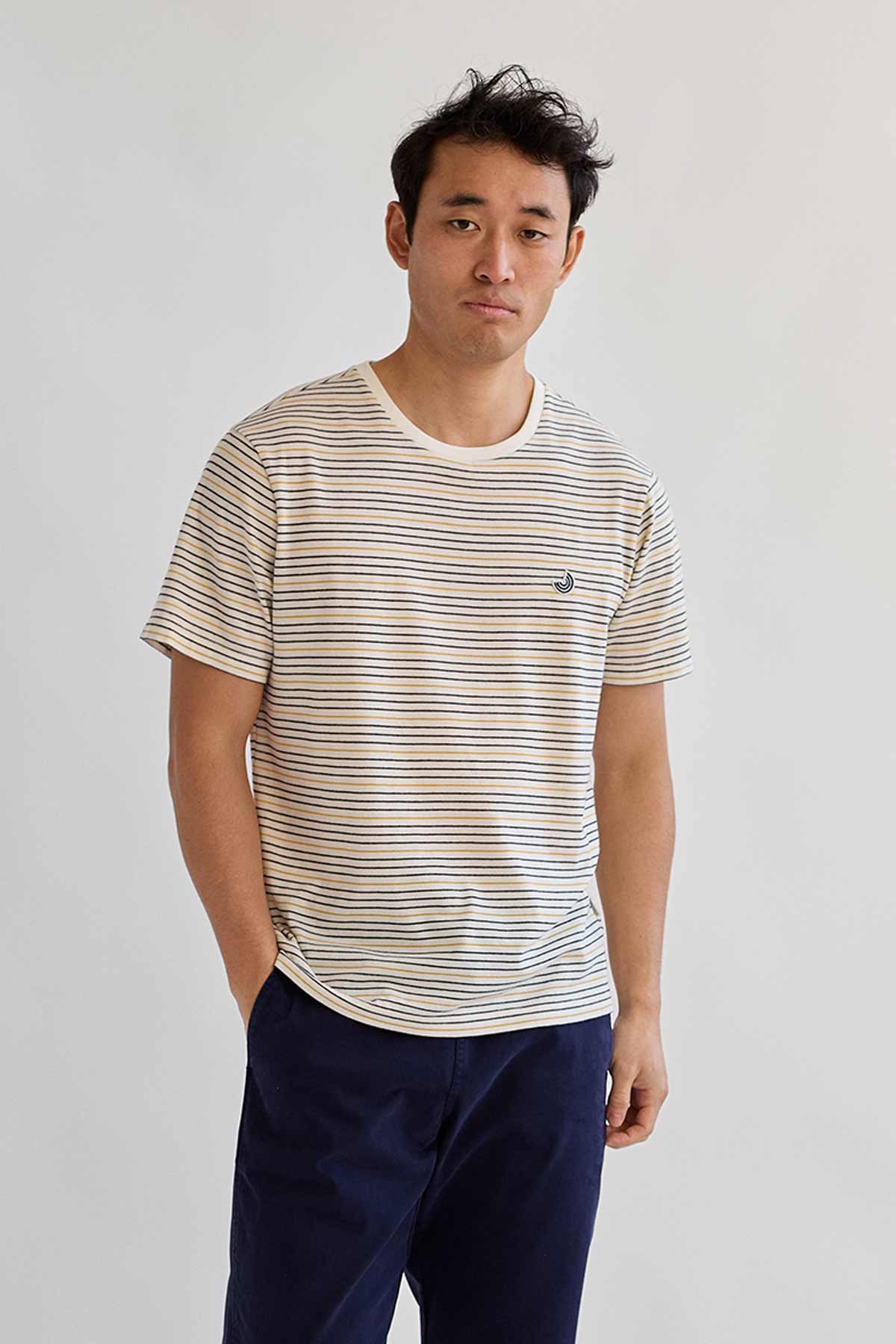 meta-hover, vegan thin stripes tee for men