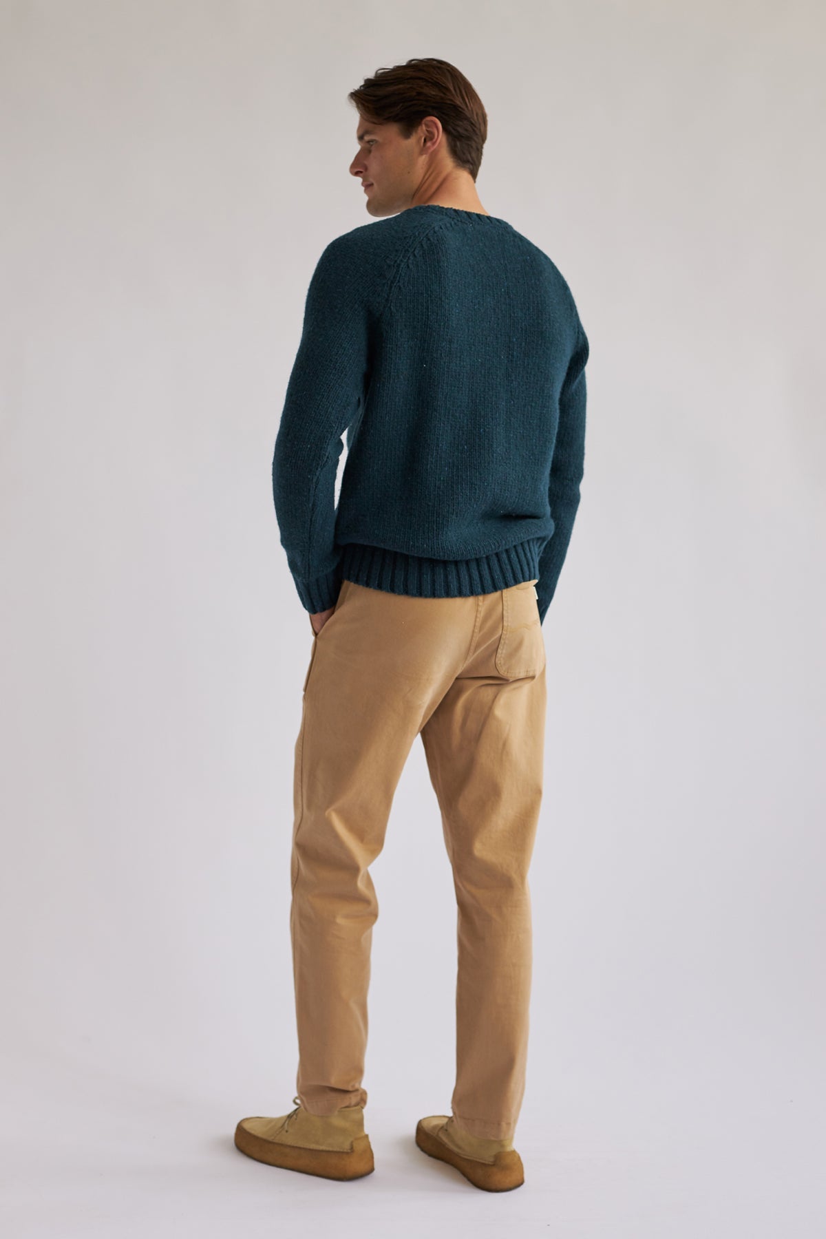 ethical wool dark green knit for men