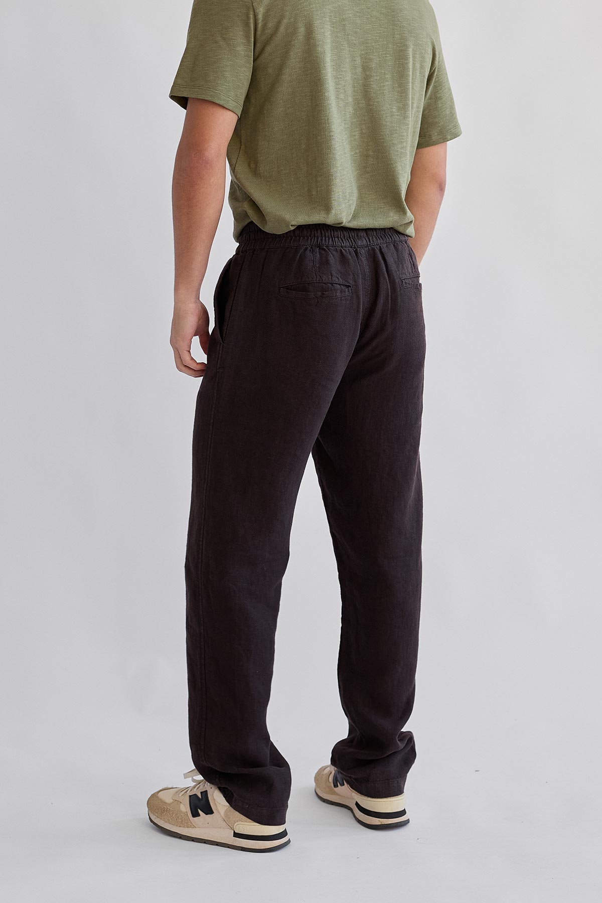 vegan linen straight-leg brown pants