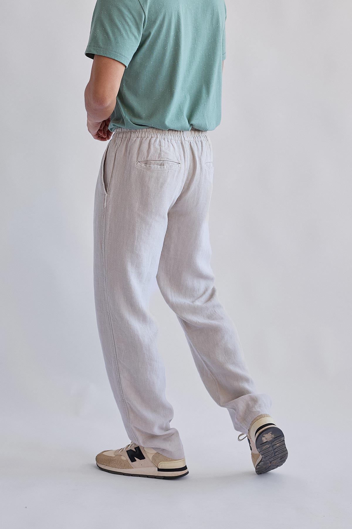 vegan linen straight-leg ecru pants