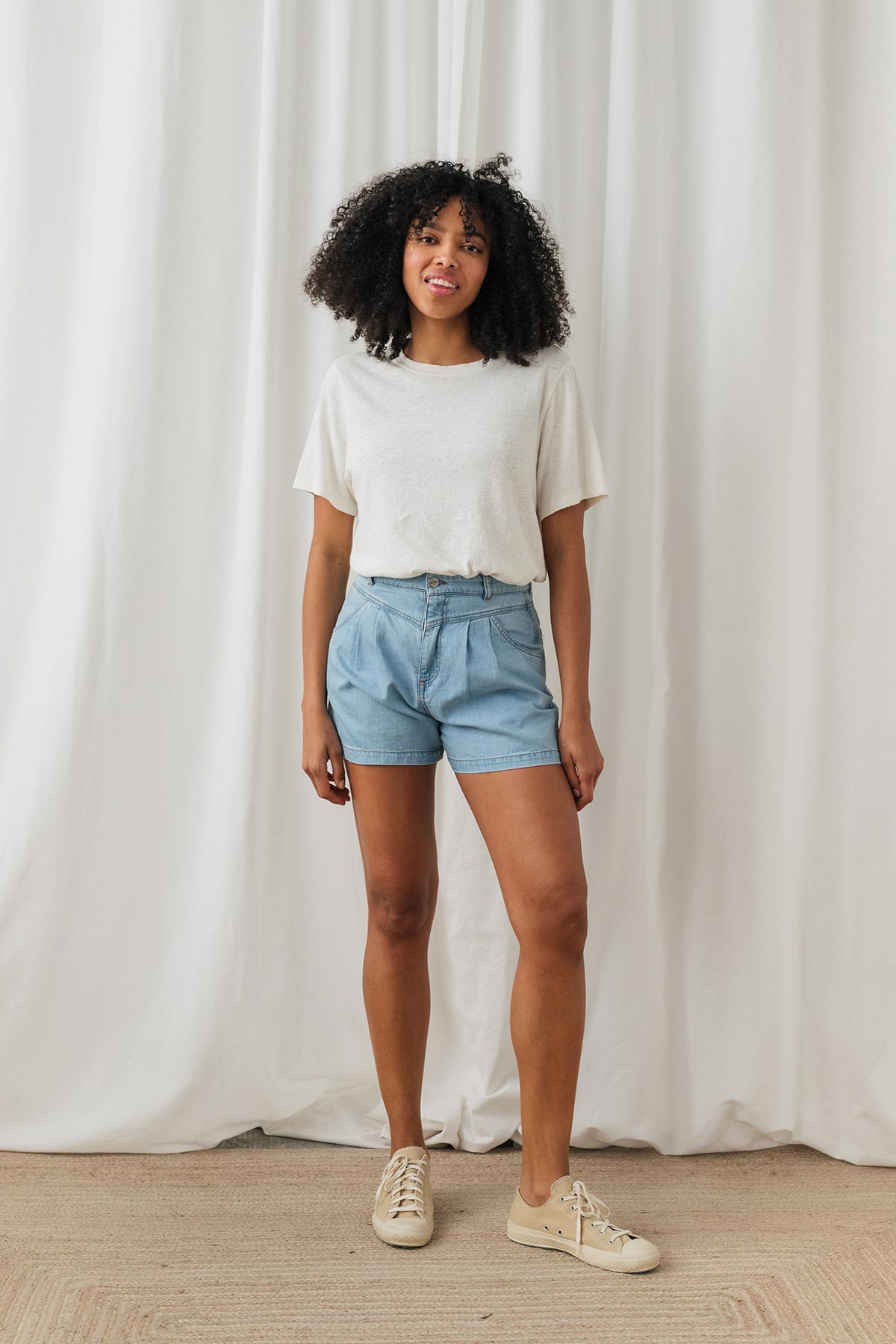 Vegan organic cotton high-rise shorts