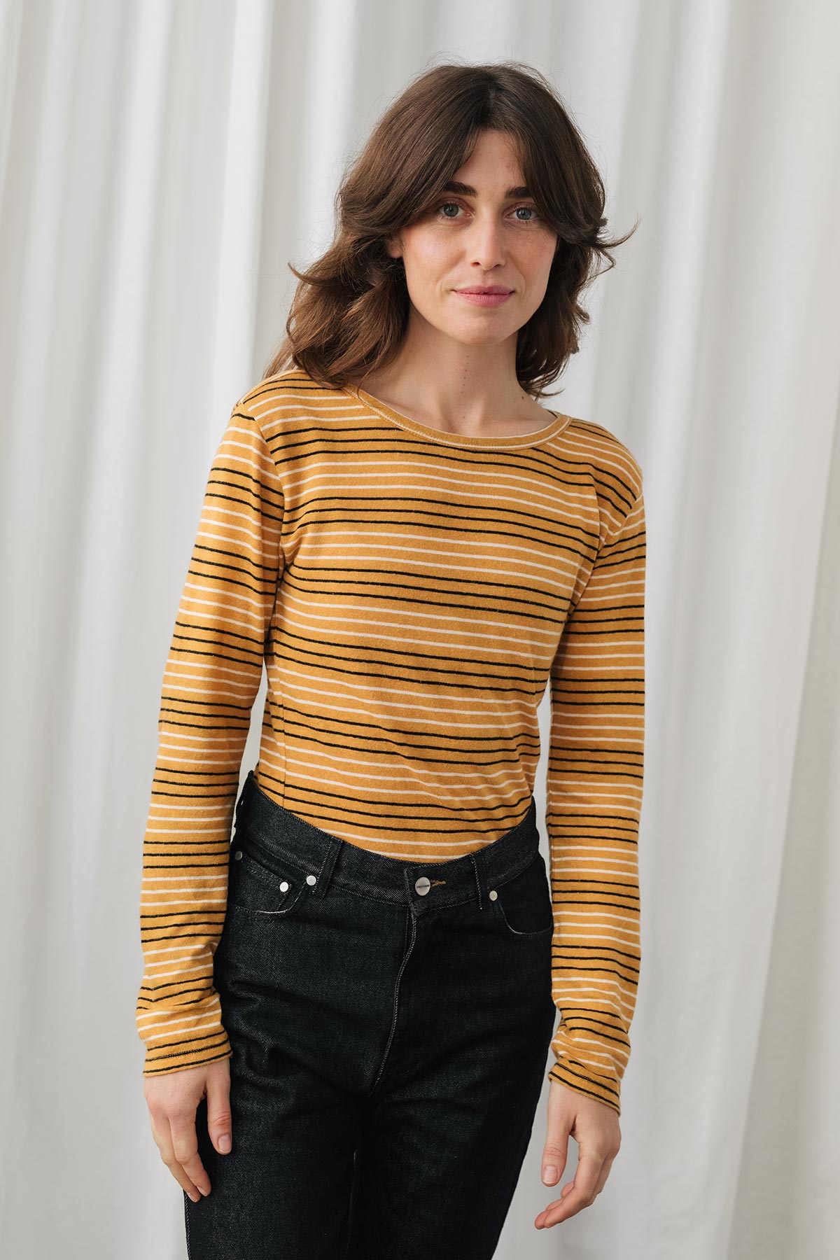 meta-hover,  regular fit vegan striped top