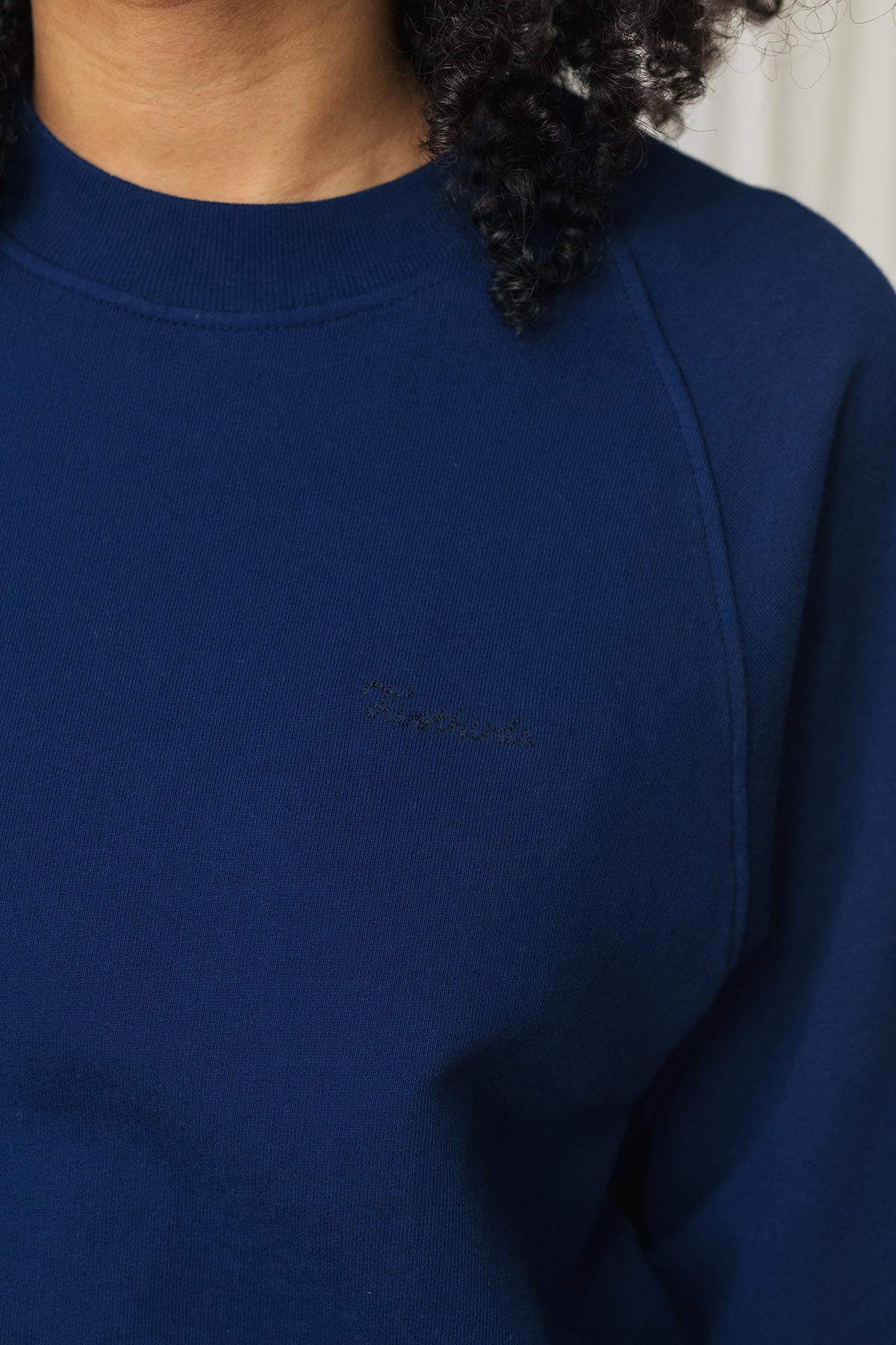 cobalt blue soft fleece raglan sweater