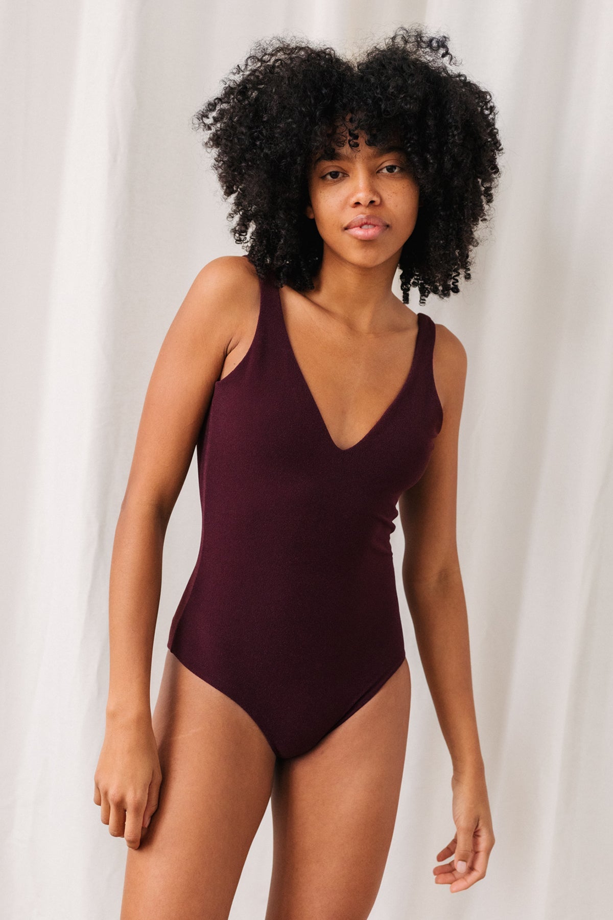 sustainable garnet swimsuit