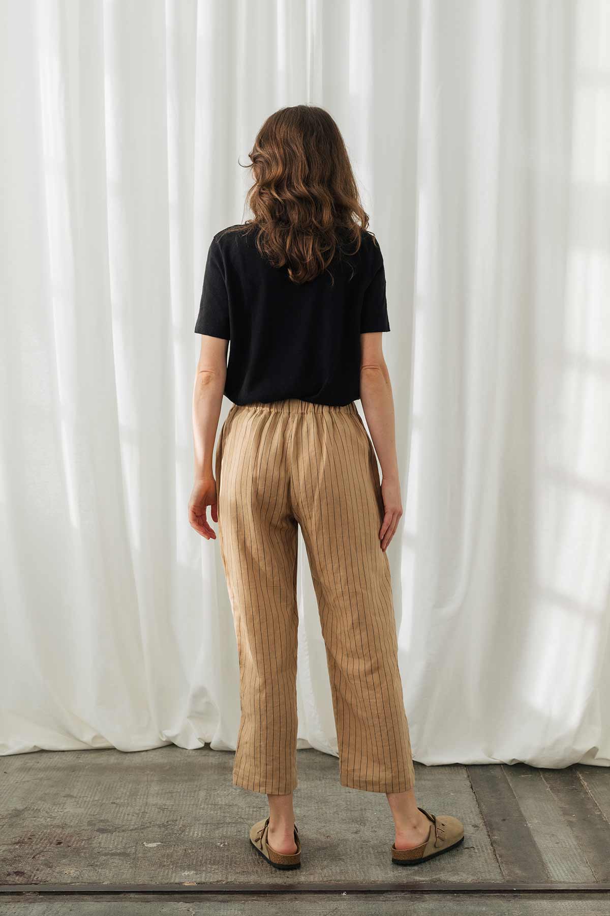 flexible rubber waistband linen pants