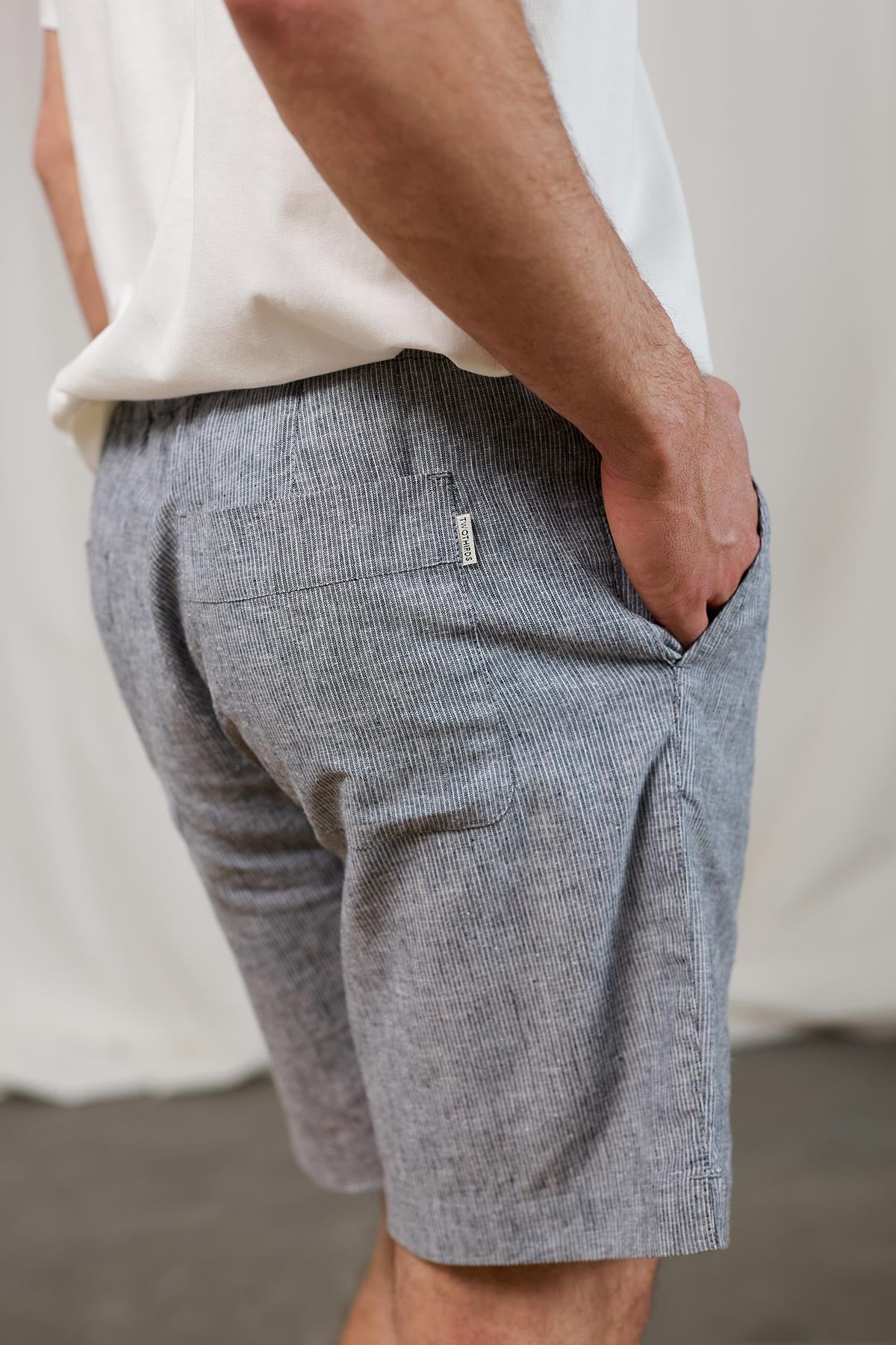 breathable deadstock striped fabric shorts