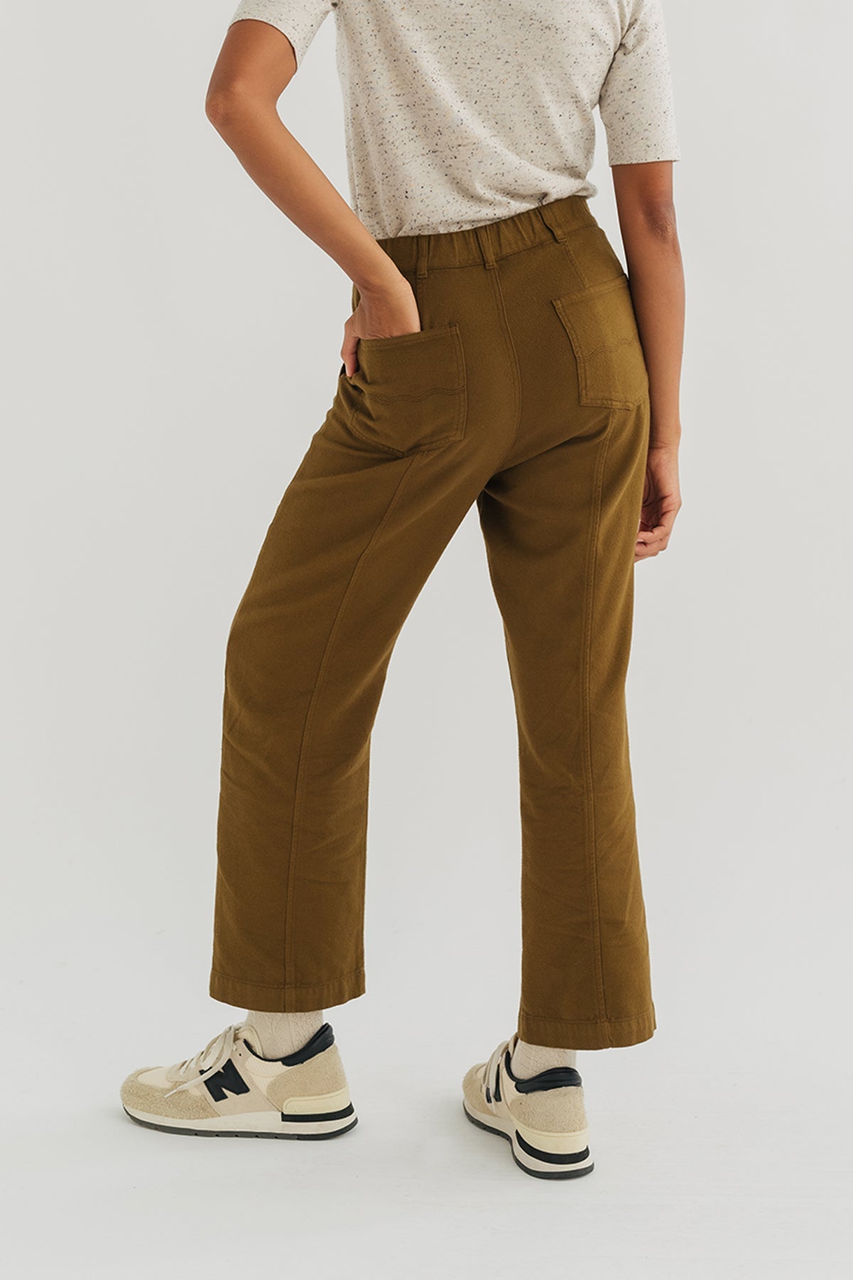 sustaiable ochre flannel trousers for women