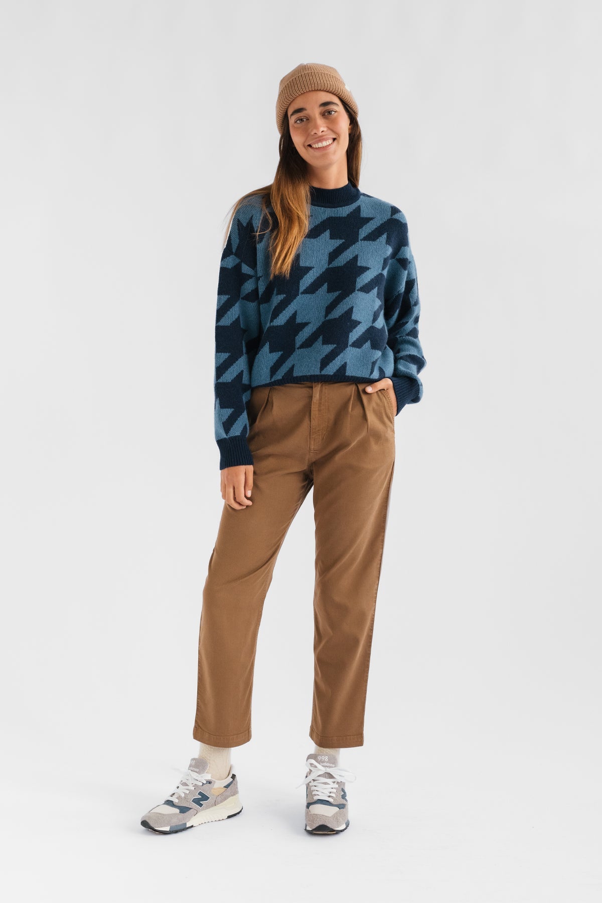 Knits Women - Millisle - Houndstooth Blue | Fair Fashion by TWOTHIRDS
