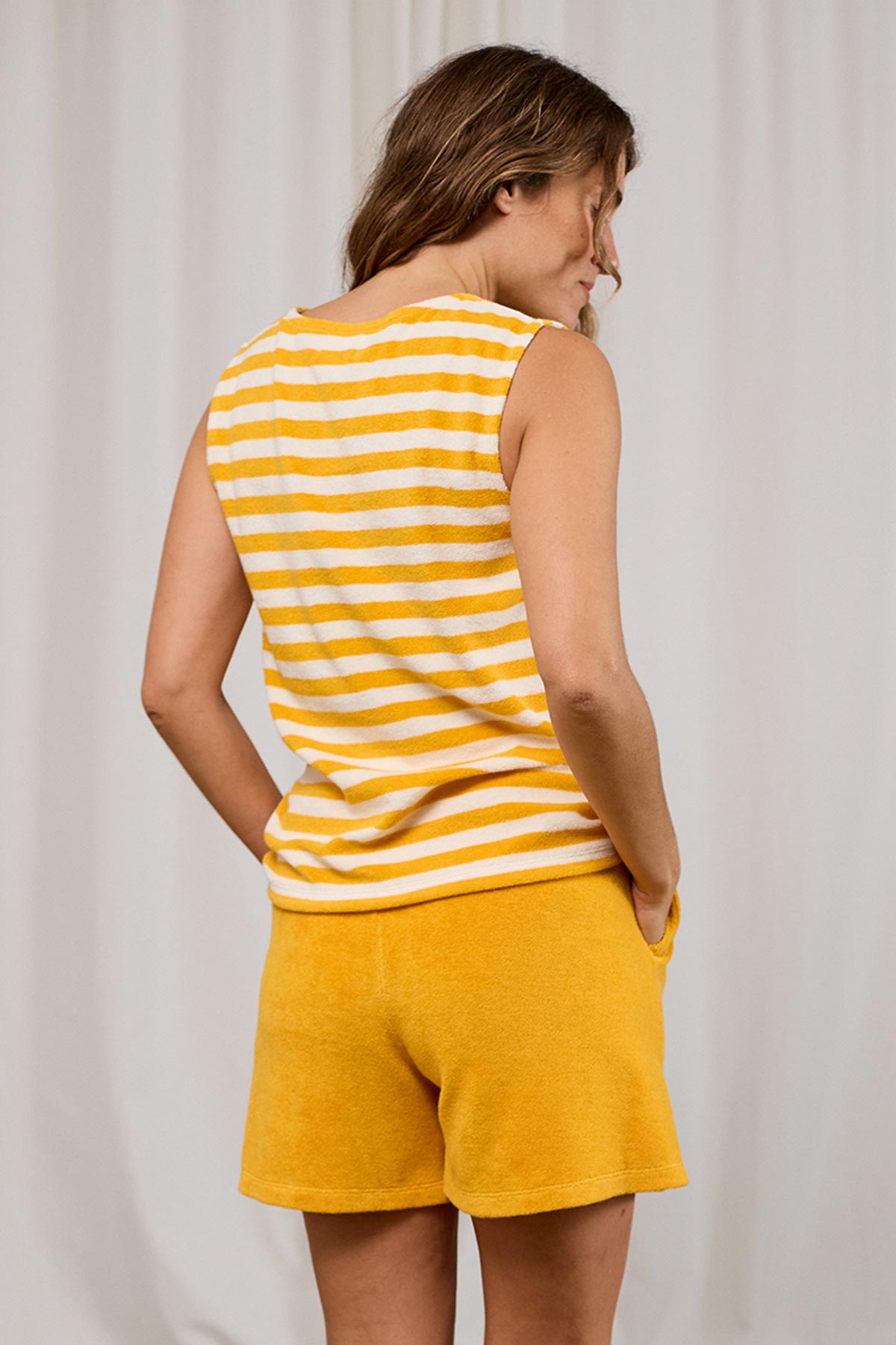 Relaxed fit yellow striped top