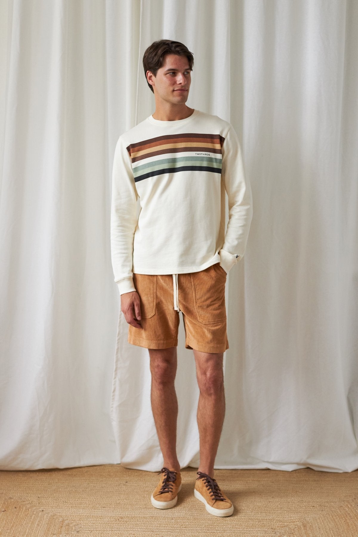 ethical fabric ecru striped sweater