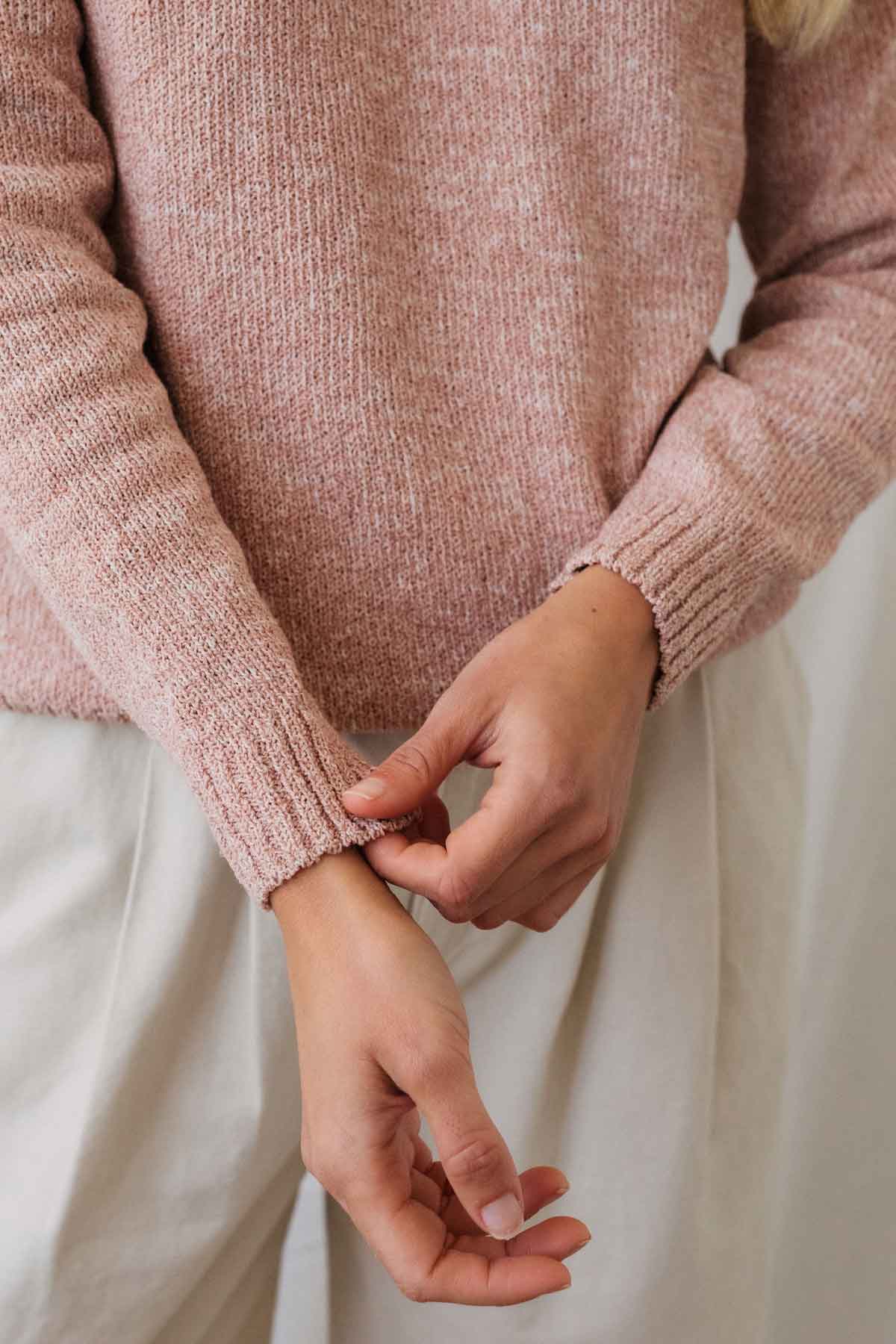 vegan pale pink organic cotton knit