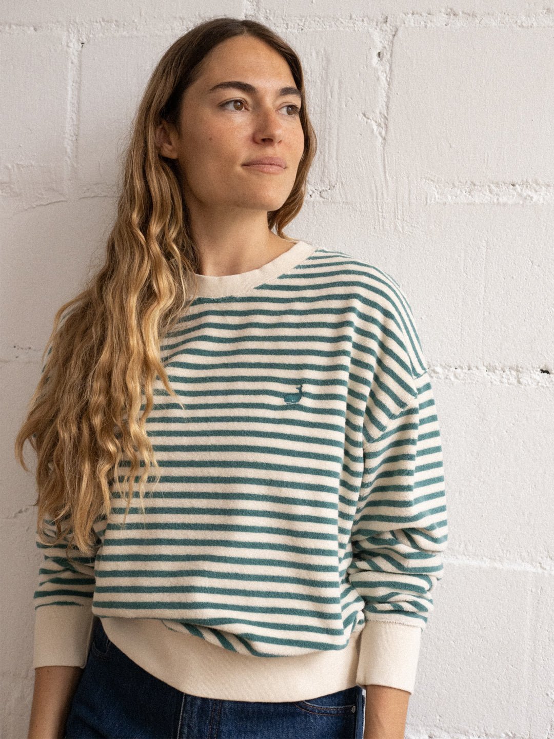 twothirds green stripes sweater