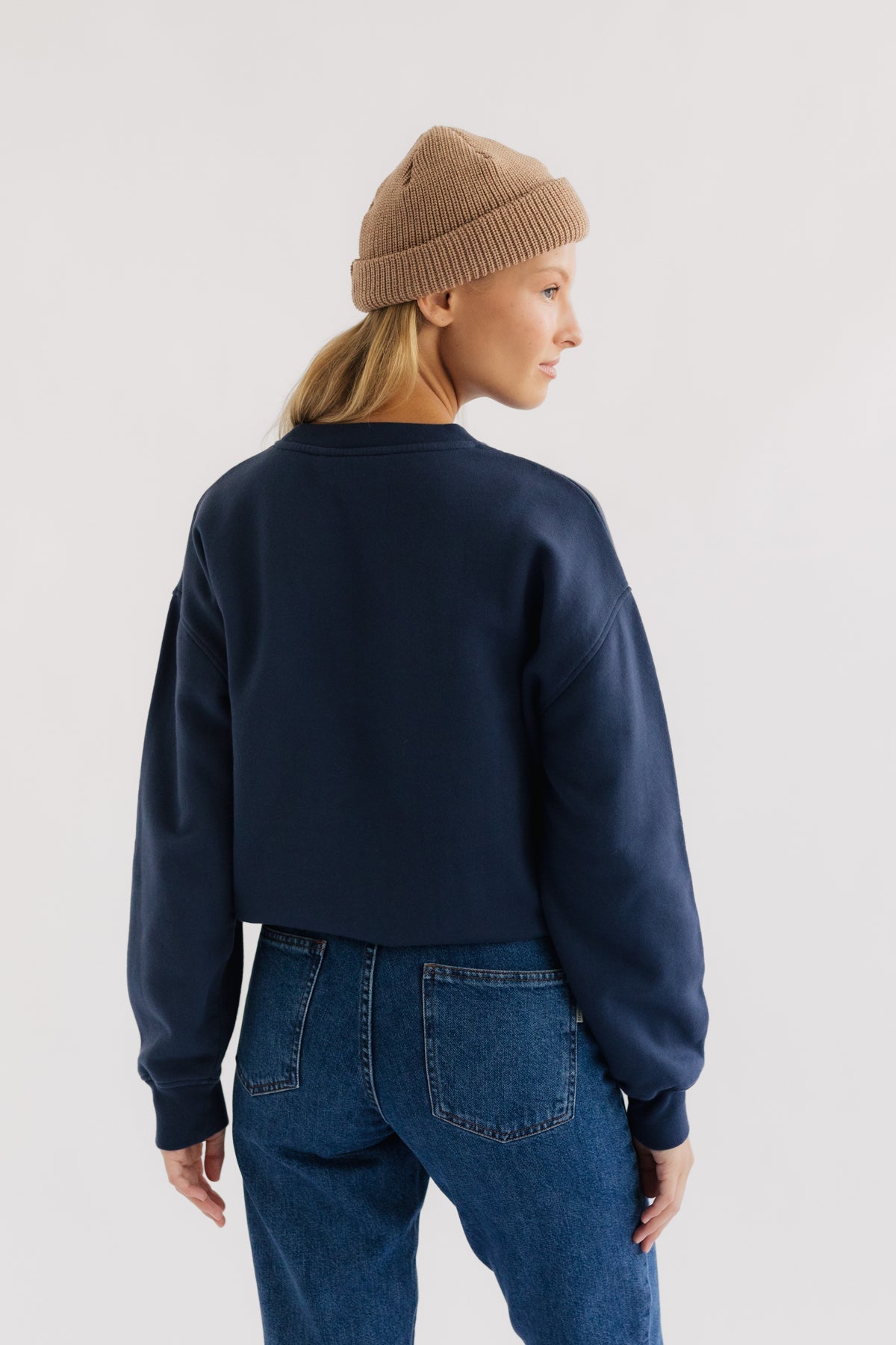 Regular fit navy blue organic sweater