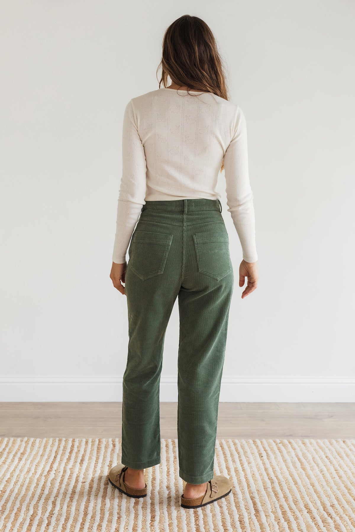 Washed green high waist pants