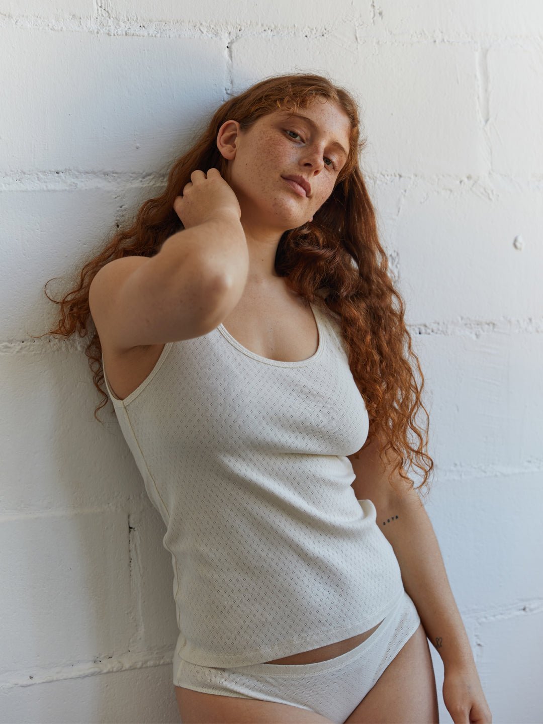 Organic Pointelle Tank - Ecru