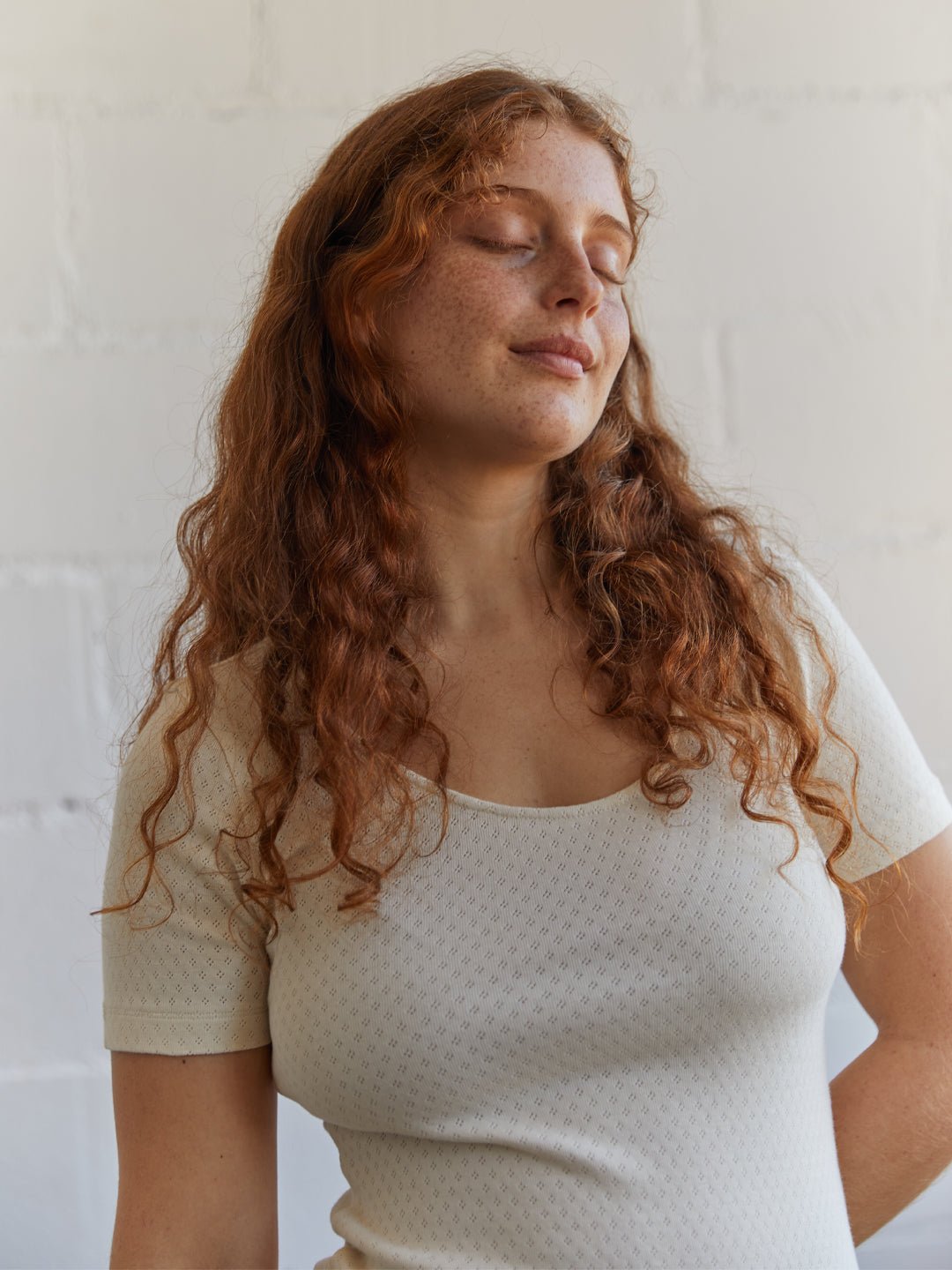 Organic Pointelle Tee - Ecru