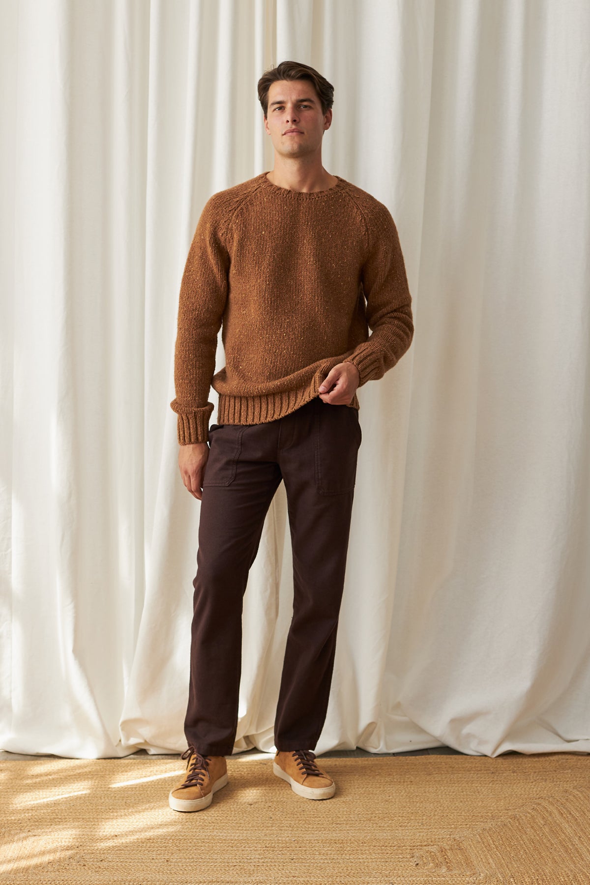 soft organic cotton brown trousers for men