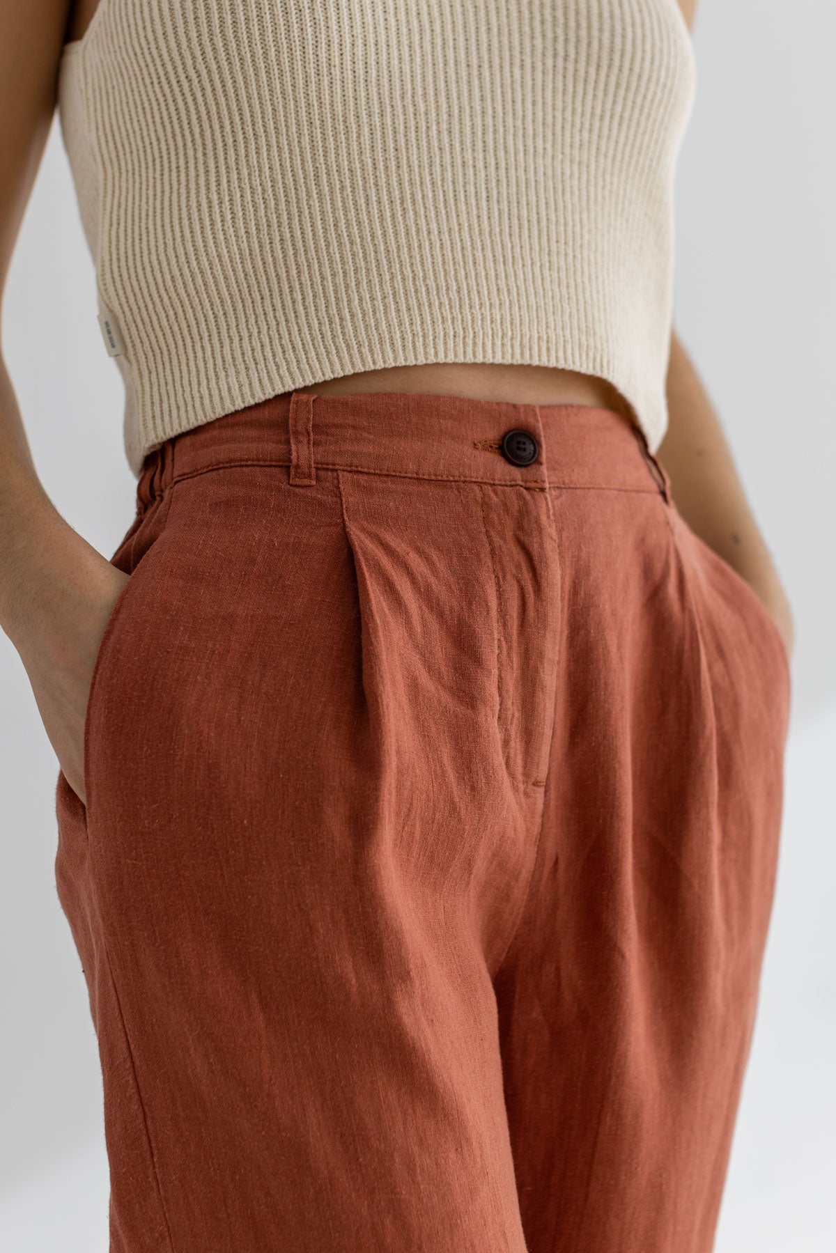 Sienna linen pants women detail front