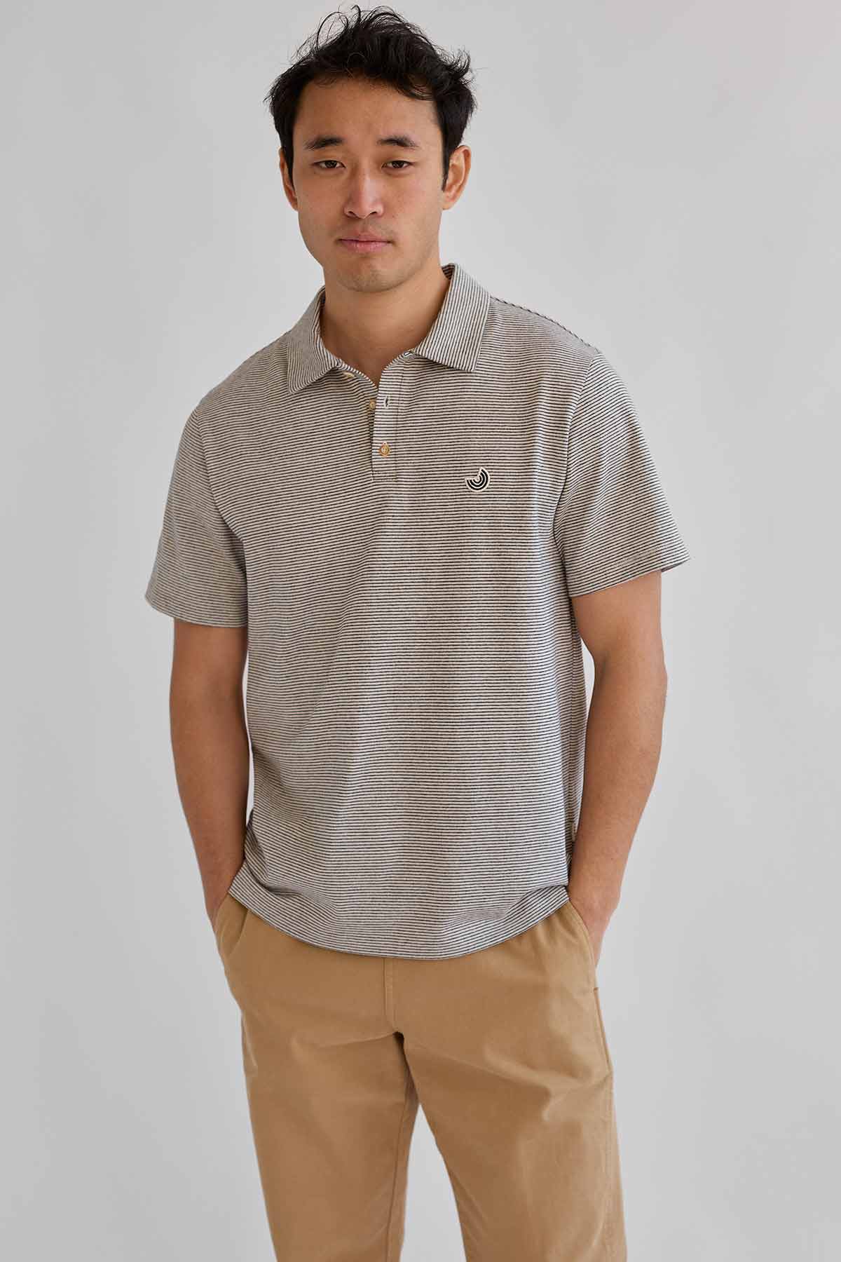 premium organic blend striped polo