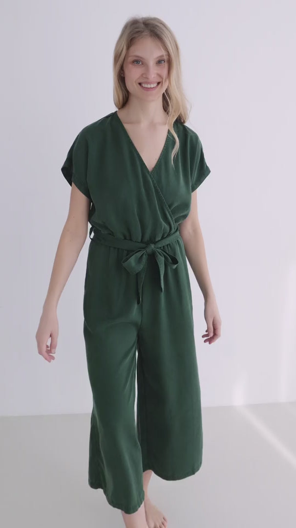 Garden green overall women full body view