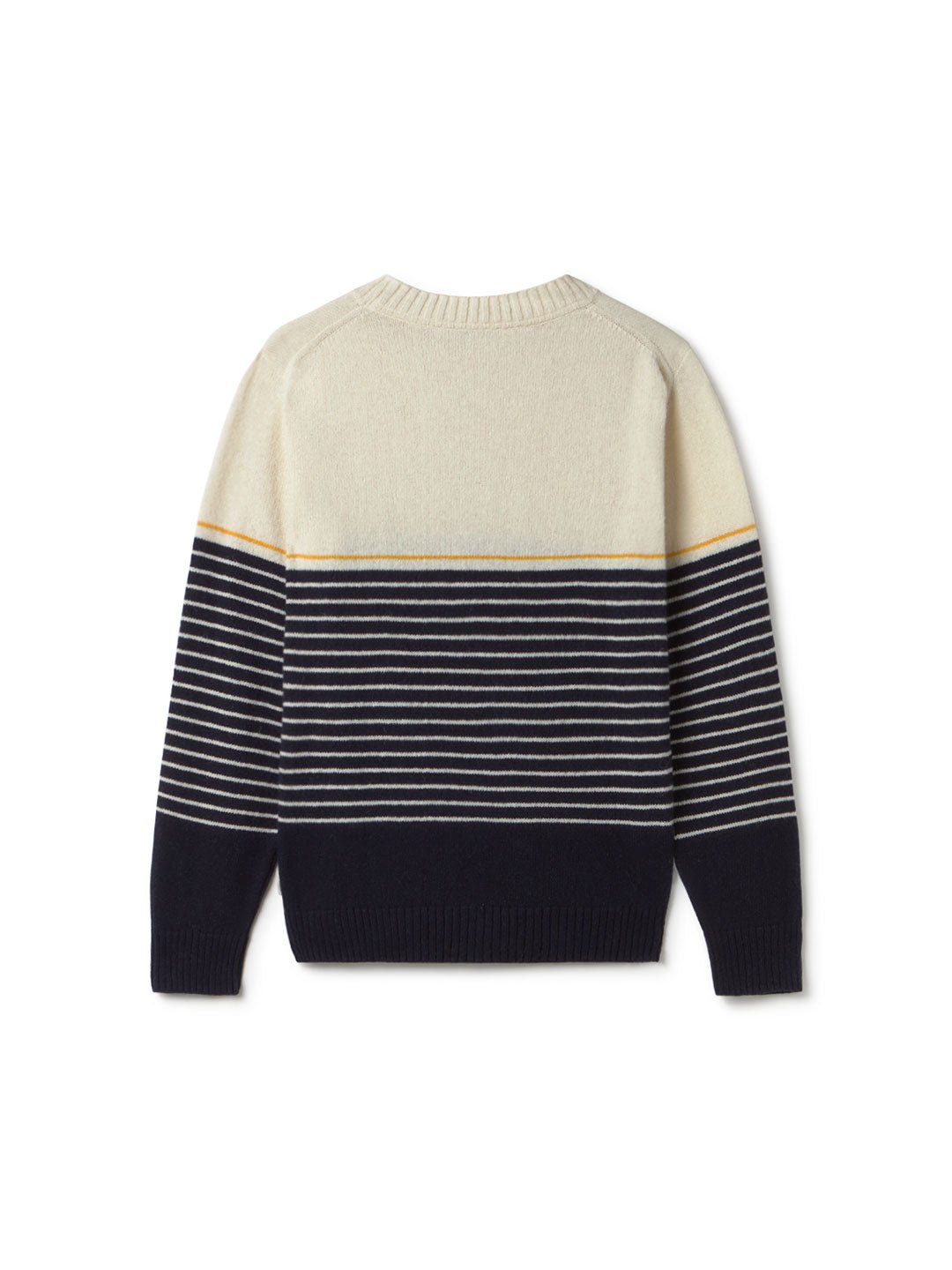 Navy ecru stripes wool knit men back