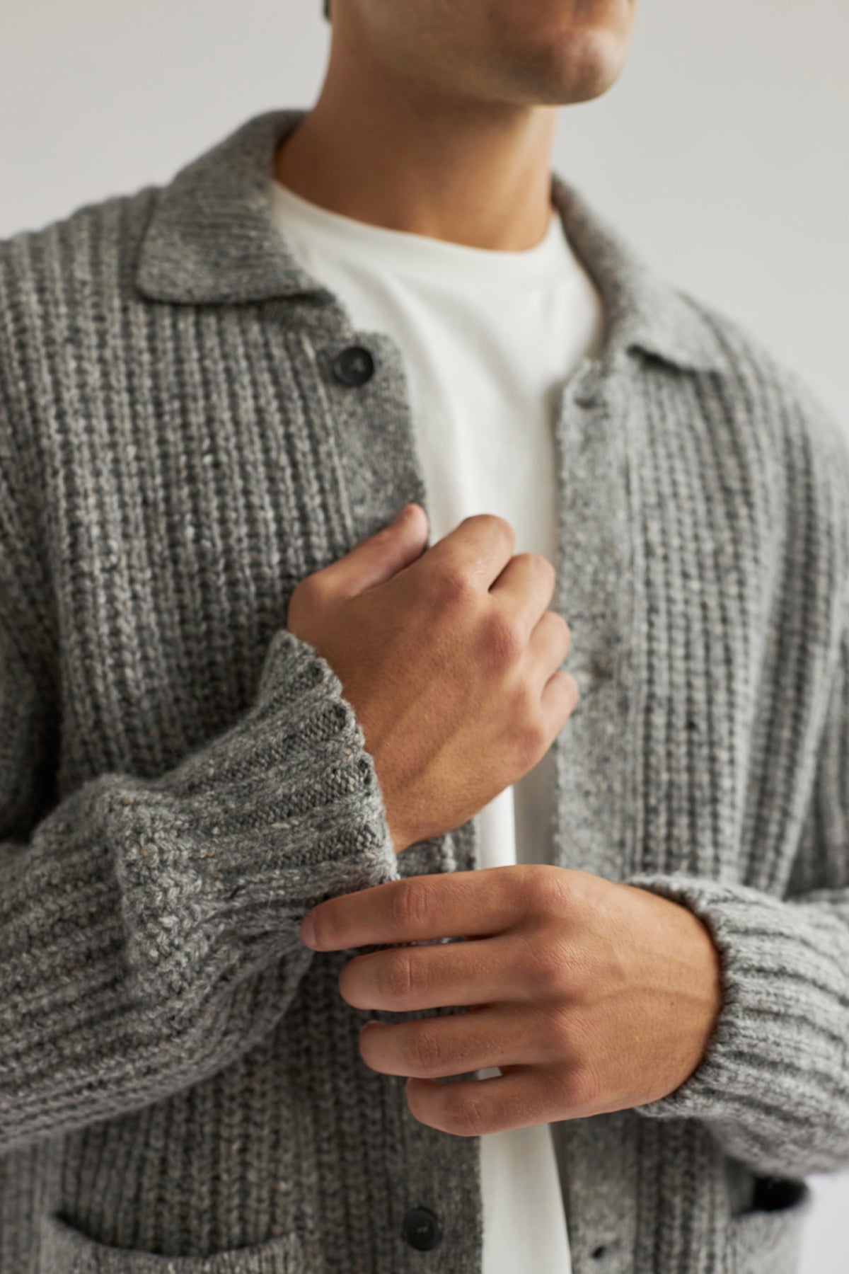 casual merino wool cardigan for men