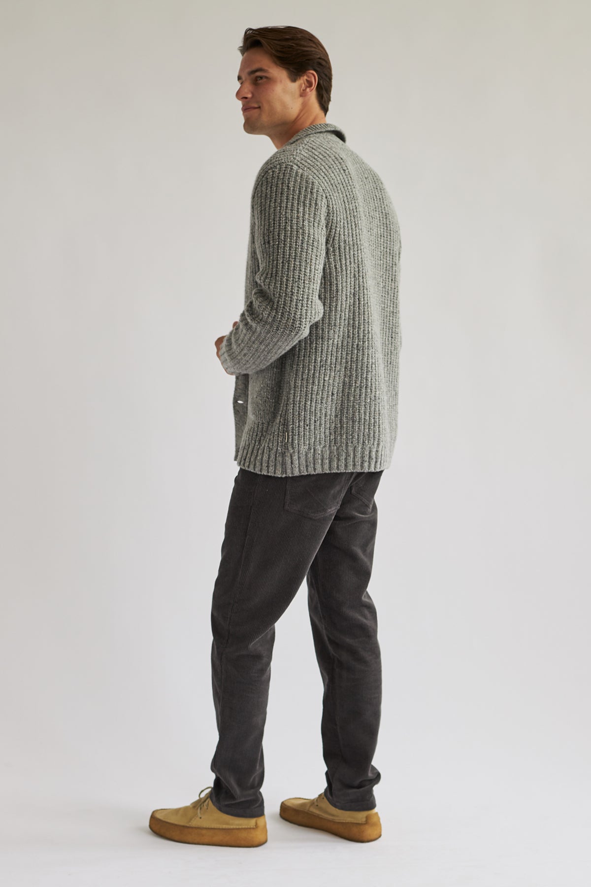 grey Italian eco yarn sustainable cardigan