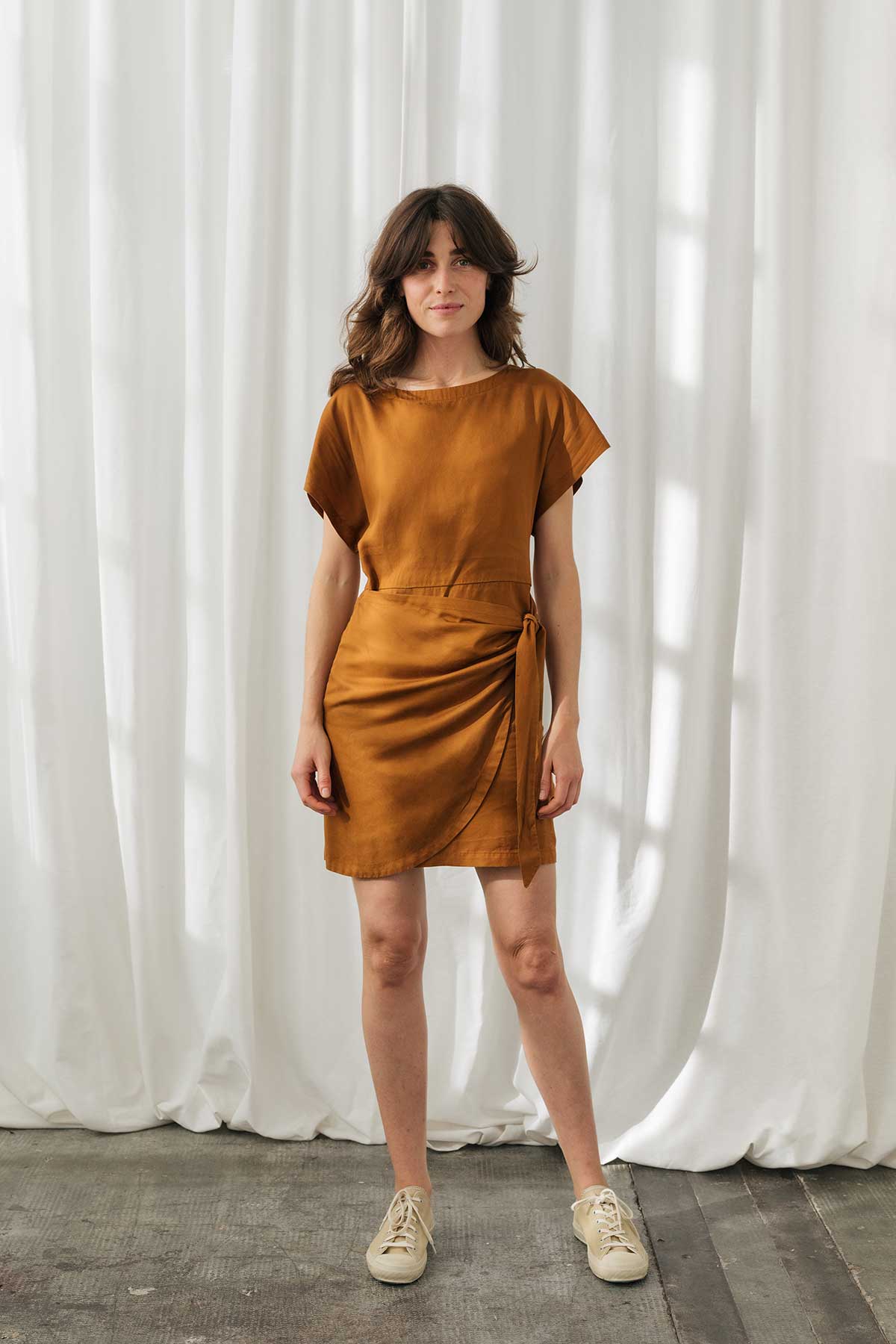 ethical umber brown dress