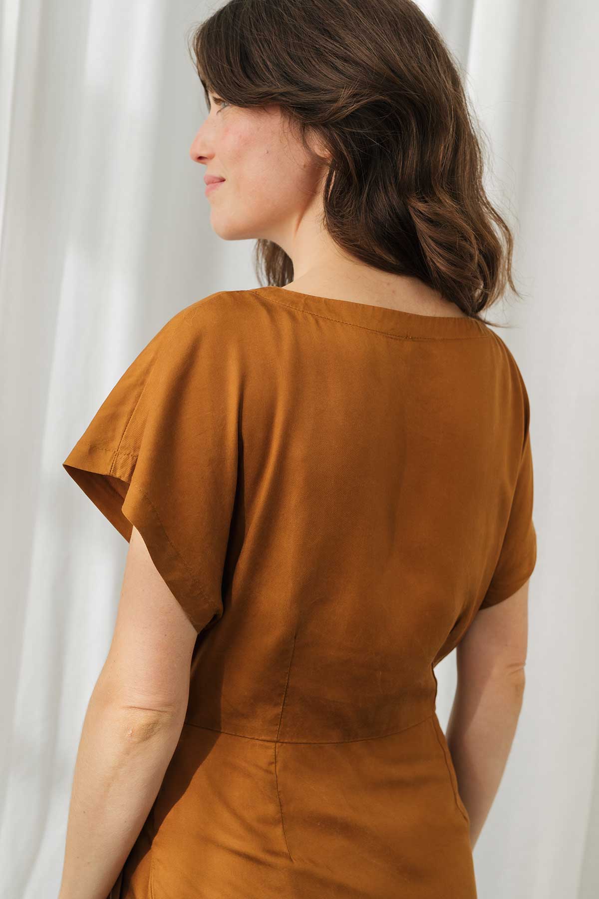 side zipper umber brown dress