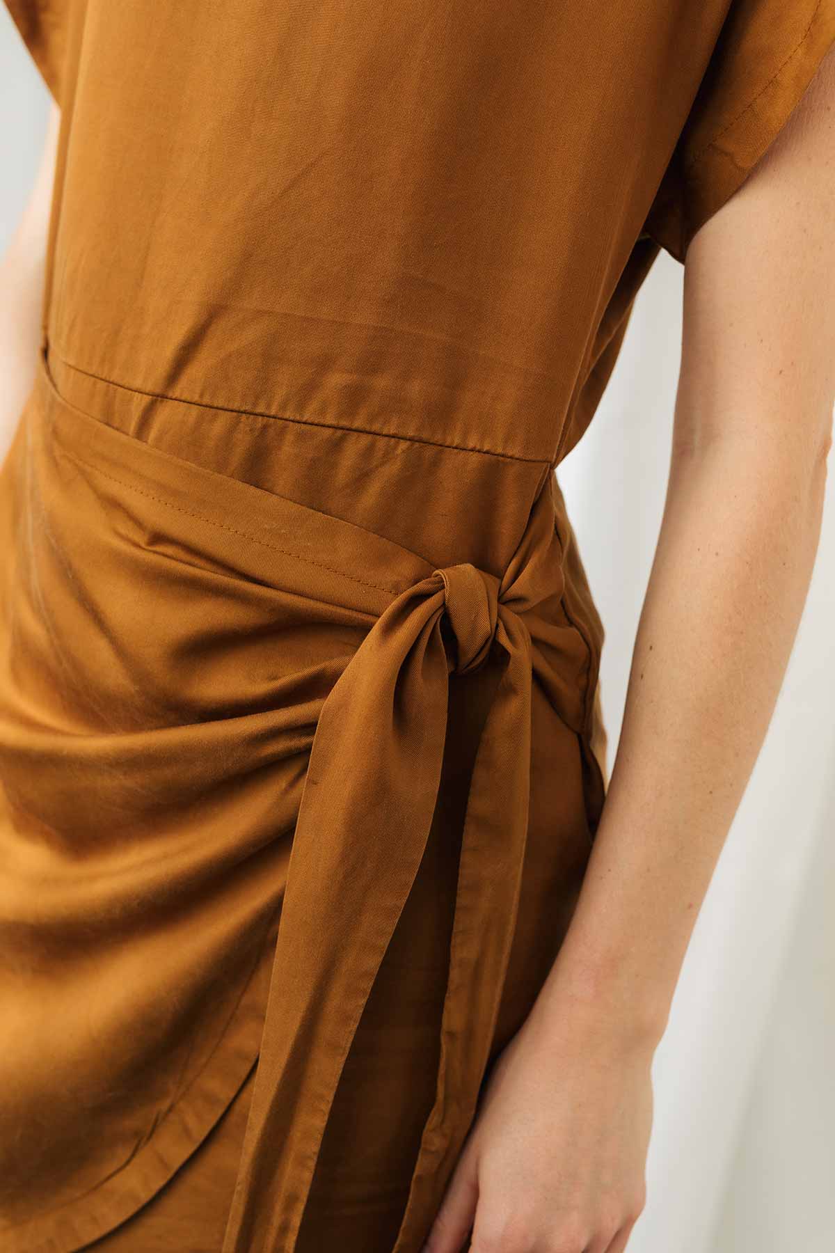 Wrap around umber brown dress