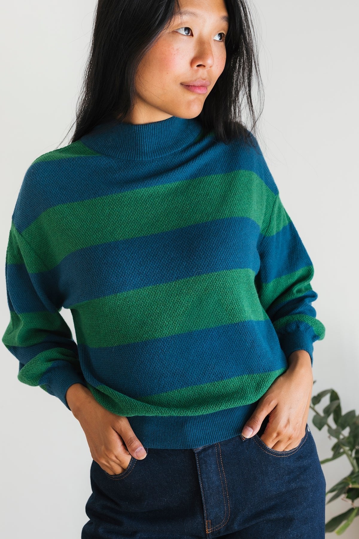 Sebastiana - Green Blue Stripes