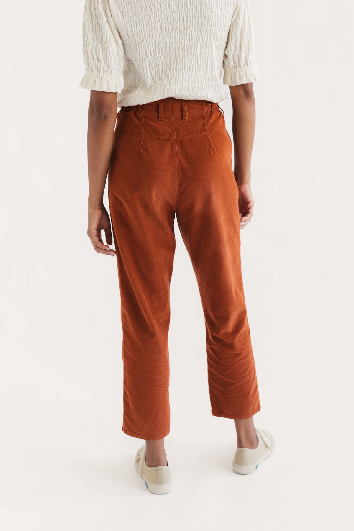 high-waist sustainable trousers