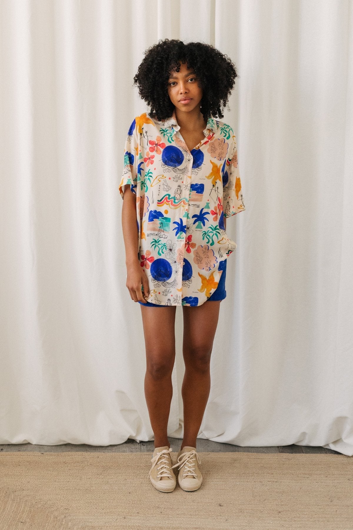 surf abstract print viscose shirt